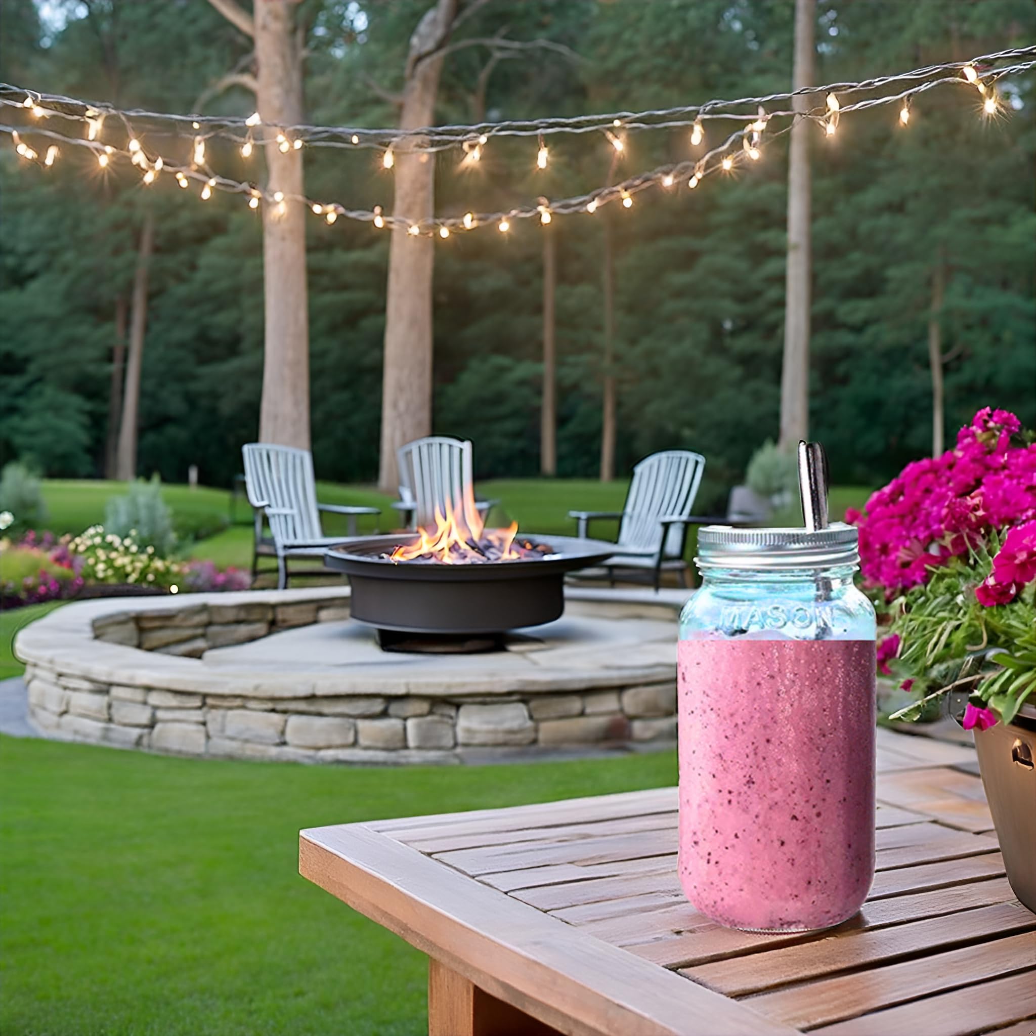 Jarming Collections Mason Jar Cups Drinking Glasses - Includes Mason Jar Lids & Straws, Coffee & Smoothie Cups Glass Jar Set, 24