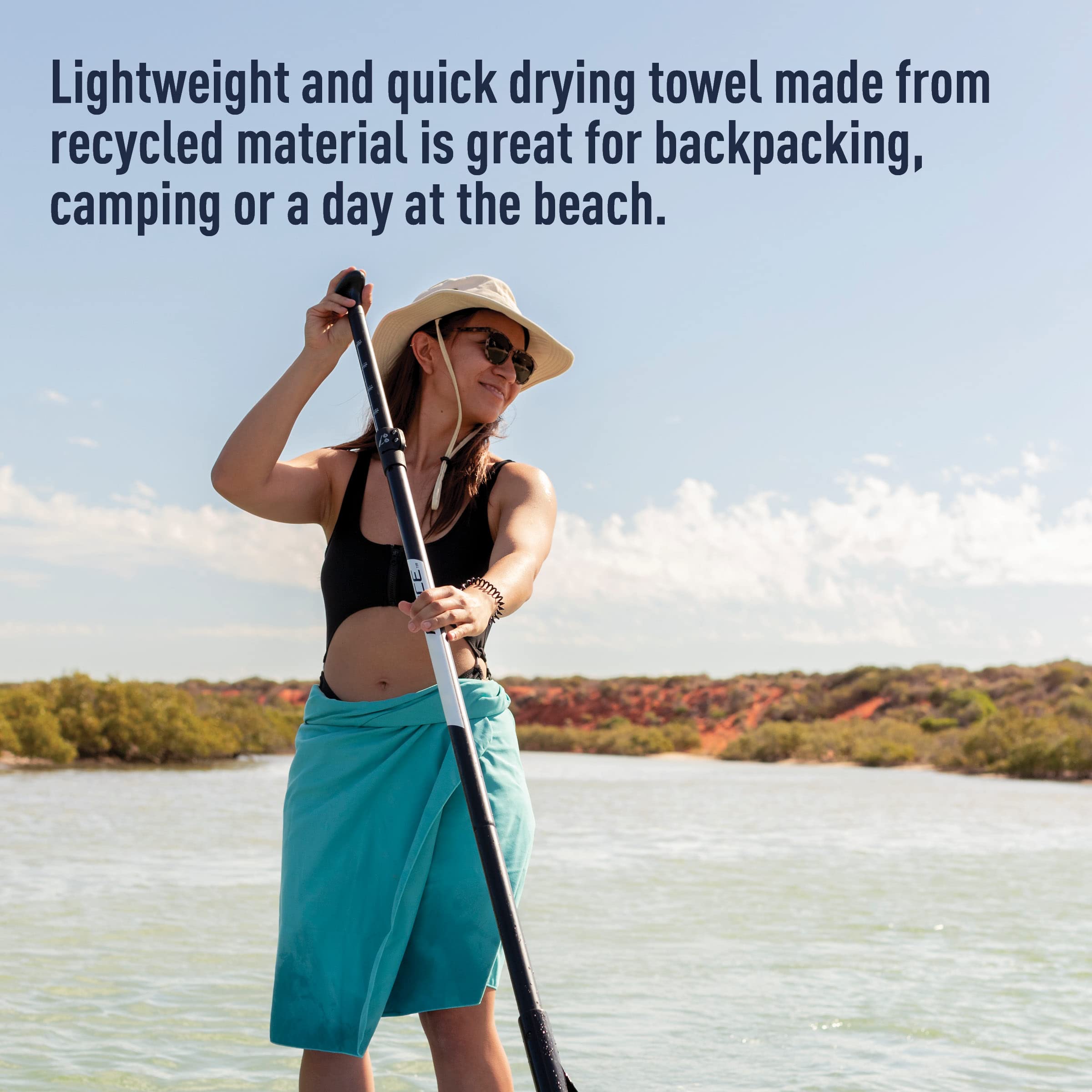 Sea to Summit Drylite Towel  Lightweight Camping and Travel Towel  Large (24 x 48 inches)  Baltic Blue