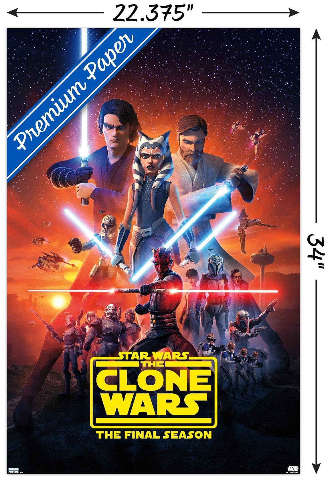 Trends International Star Wars: The Clone Wars - Season 7 Key Art Wall Poster, 22.375'' X 34'', Premium Poster & Mount Bundle