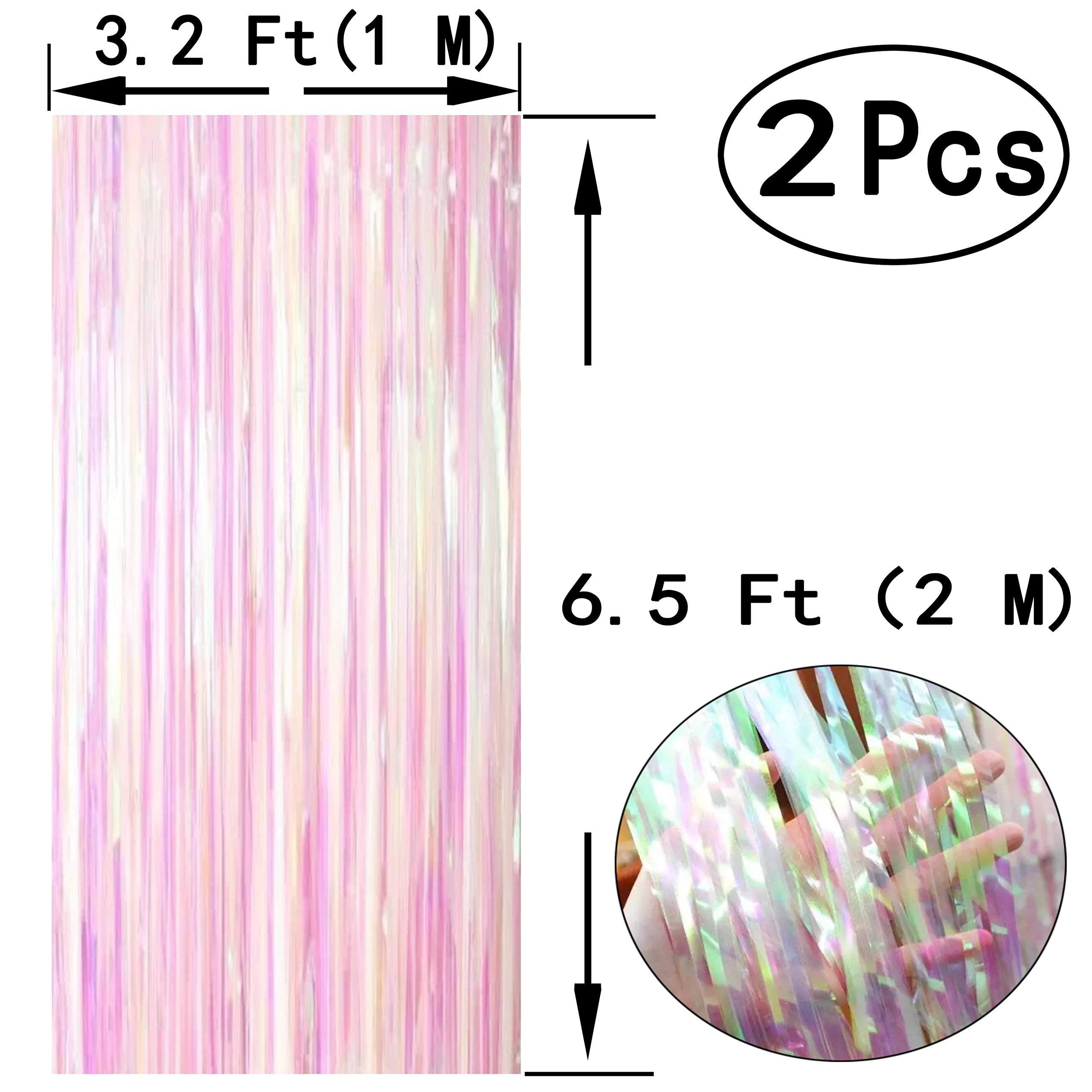 Iridescent Party Tinsel Foil Fringe Curtains - Iridescent Transparent Metallic Curtain For Happy Birthday Baby Shower Wedding Ba