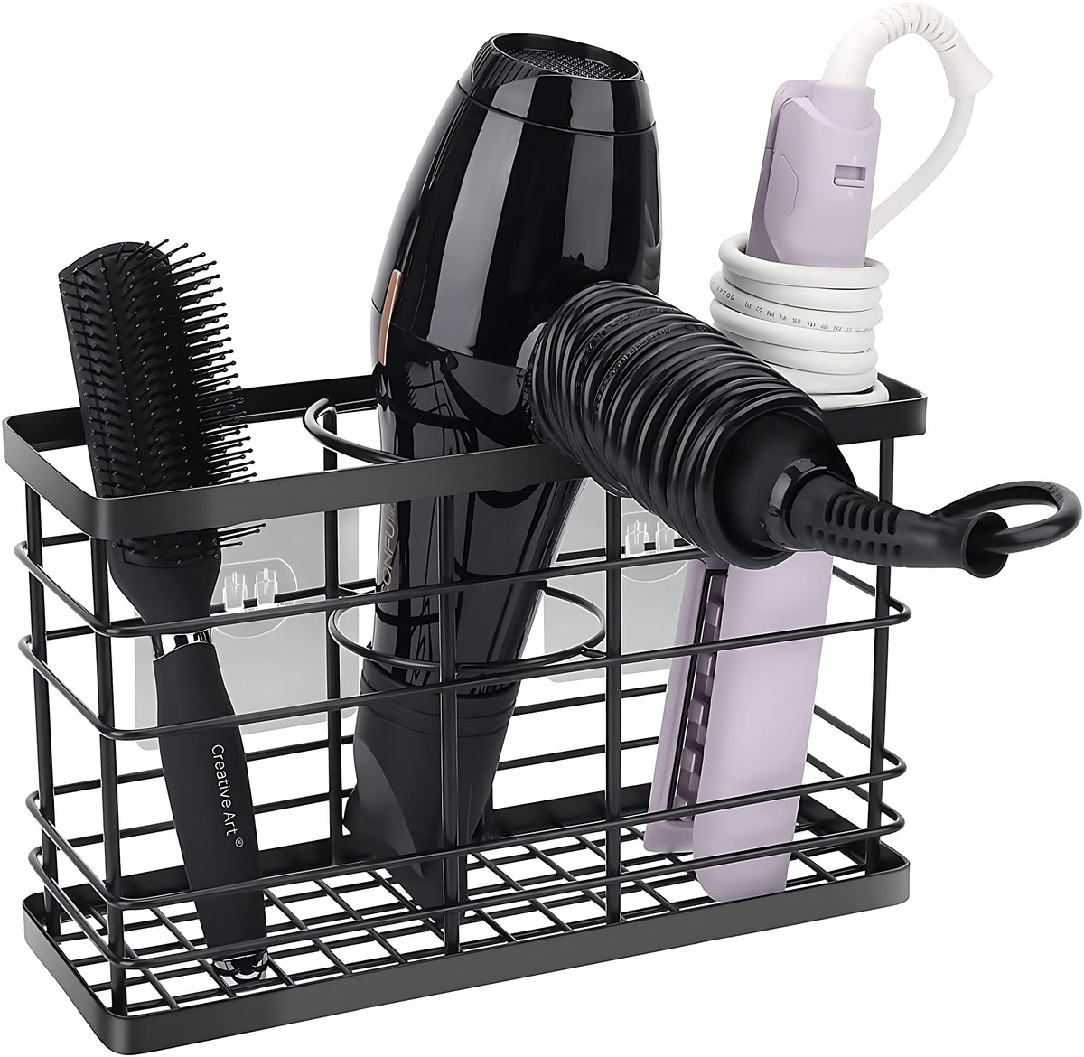 Wetheny Hair Dryer Holder Hair Tool Organizer Wall Mounted/Cabinet Door,Anti-Rust Coating Hair Styling Tools,Bathroom Storage Or