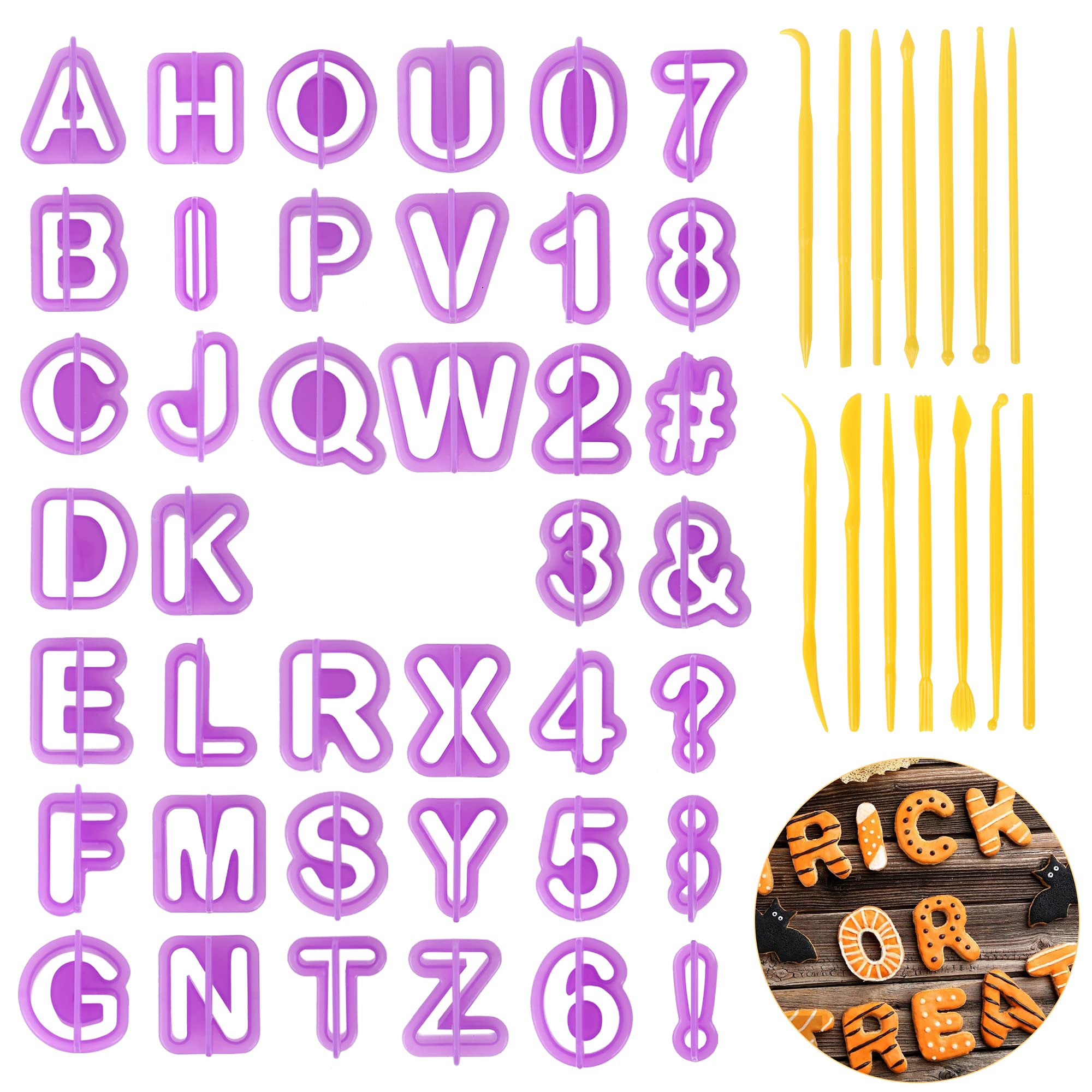 54Pcs Plastic Alphabet Number Symbol Cookie Cutters And Mini Fondant Cake Decorating Mould Tools By Cspring