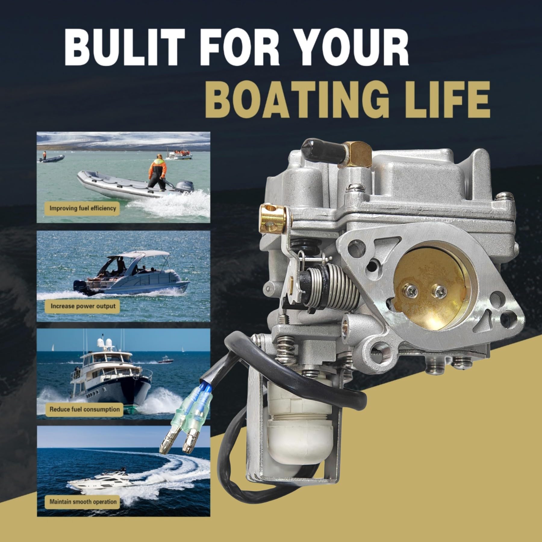 Jlm Marine 65W14901 Carburetor For Yamaha And Mercury 4 Stroke 20 25 Hp Outboard Engine 65W-14901-12 65W14901-00 883314T03