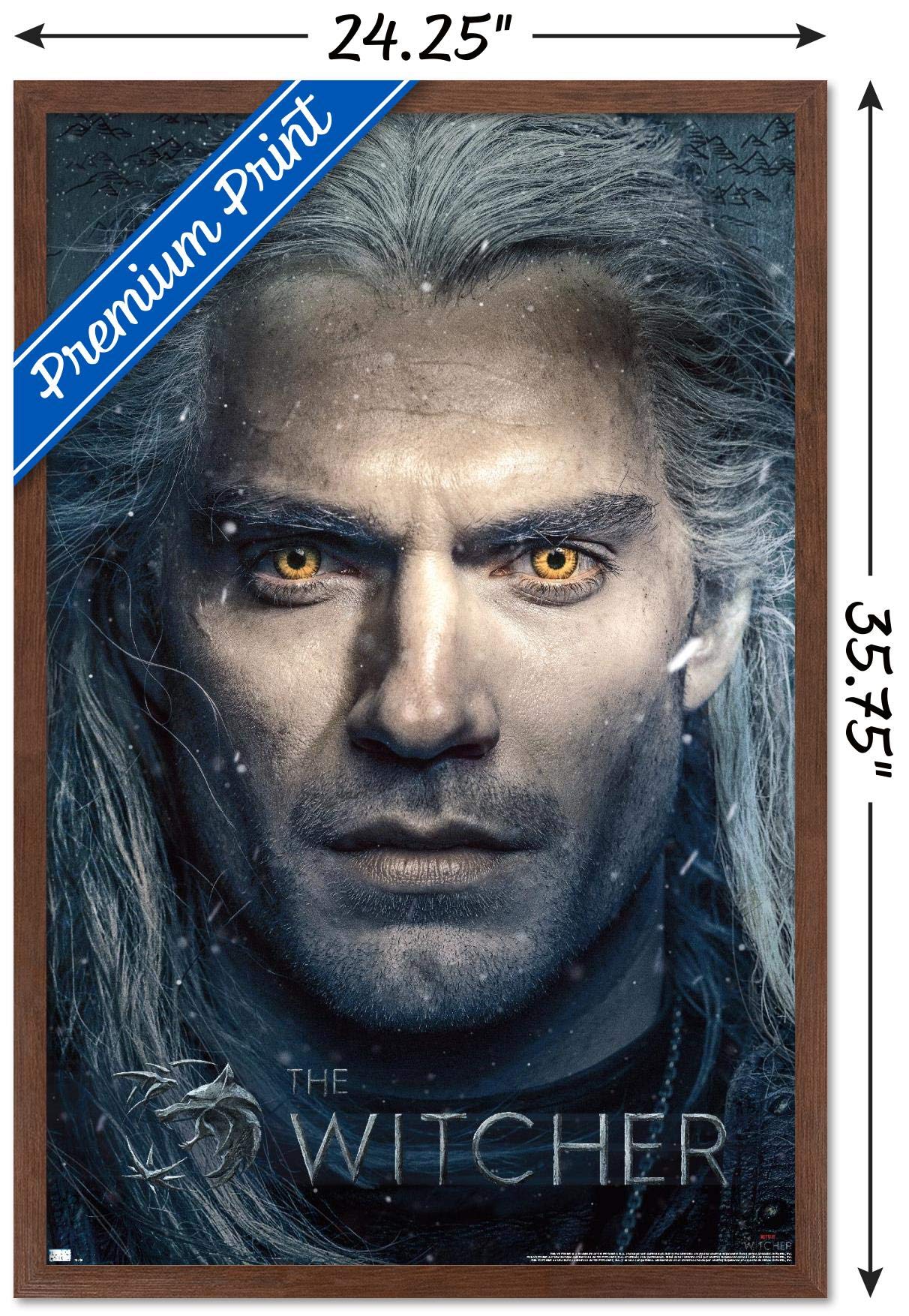 Trends International Netflix The Witcher - Closeup Wall Poster, 22.375'' X 34'', Mahogany Framed Version