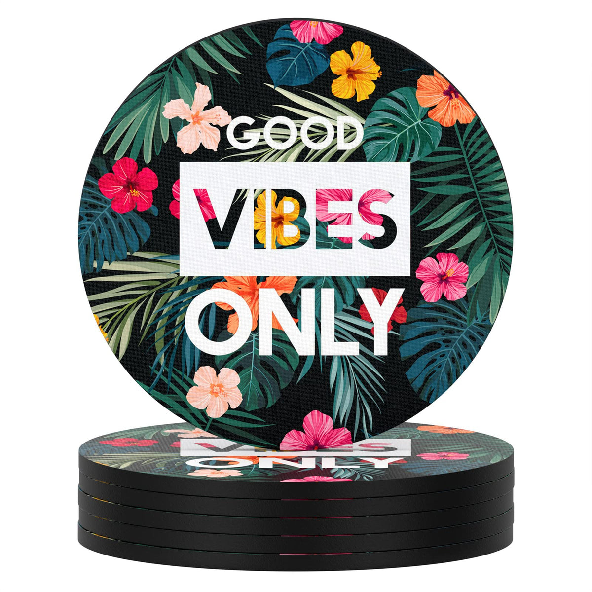 Nipichsha Coasters For Drinks, Set Of 6 Absorbent Rubber Drink Coasters With Non-Slip Backing, Cute Drink Coasters For Cup Kitch
