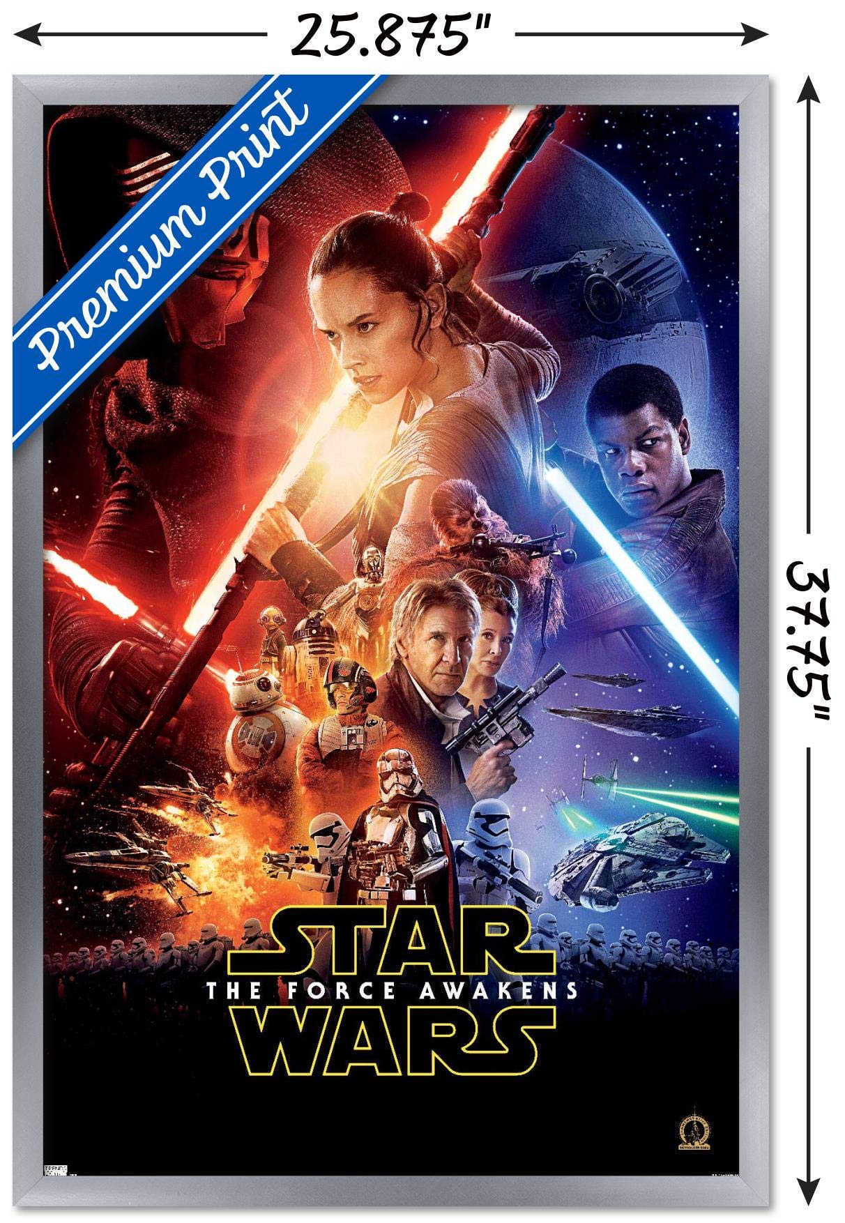 Trends International 24X36 Star Wars: The Force Awakens - One Sheet Wall Poster, 24'' X 36'', Silver Framed Version