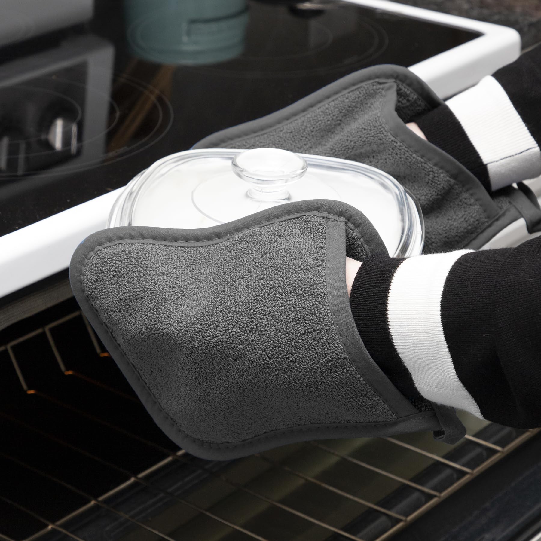 Ritz Terry Pocket Mitt & Hot Pad: Unparalleled Heat Resistant  Durable 100% Cotton - Ergonomically Designed for Optimal Grip - Easy-Care Machine Washable  Perfect for Your Kitchen - Graphite  2-Pk