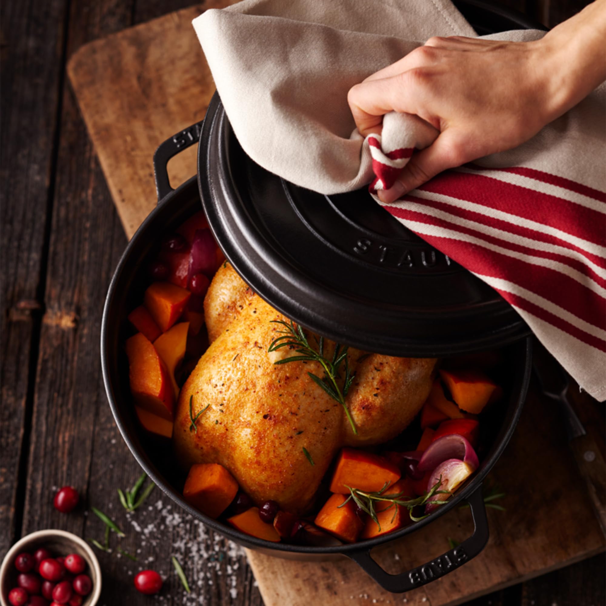 Staub Cast Iron Dutch Oven 5.5-Qt Round Cocotte, Made In France, Serves 5-6, Black Matte