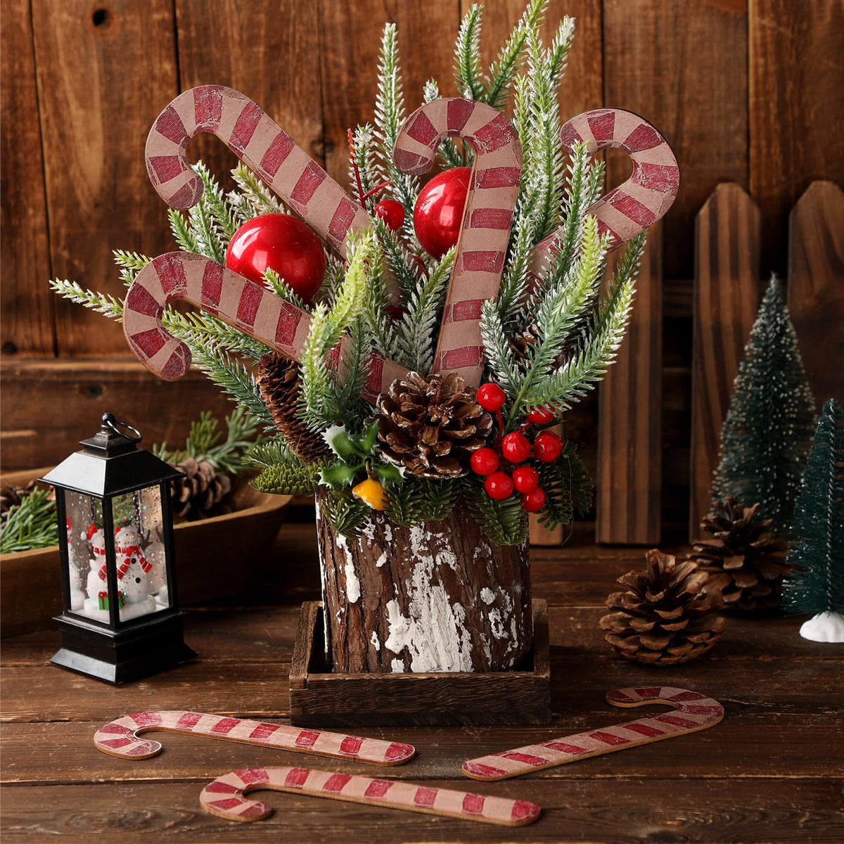 Candy Cane Rustic Gemscream 12 Pcs 6 Inch Rustic Christmas Candy Cane Farmhouse Christma ...