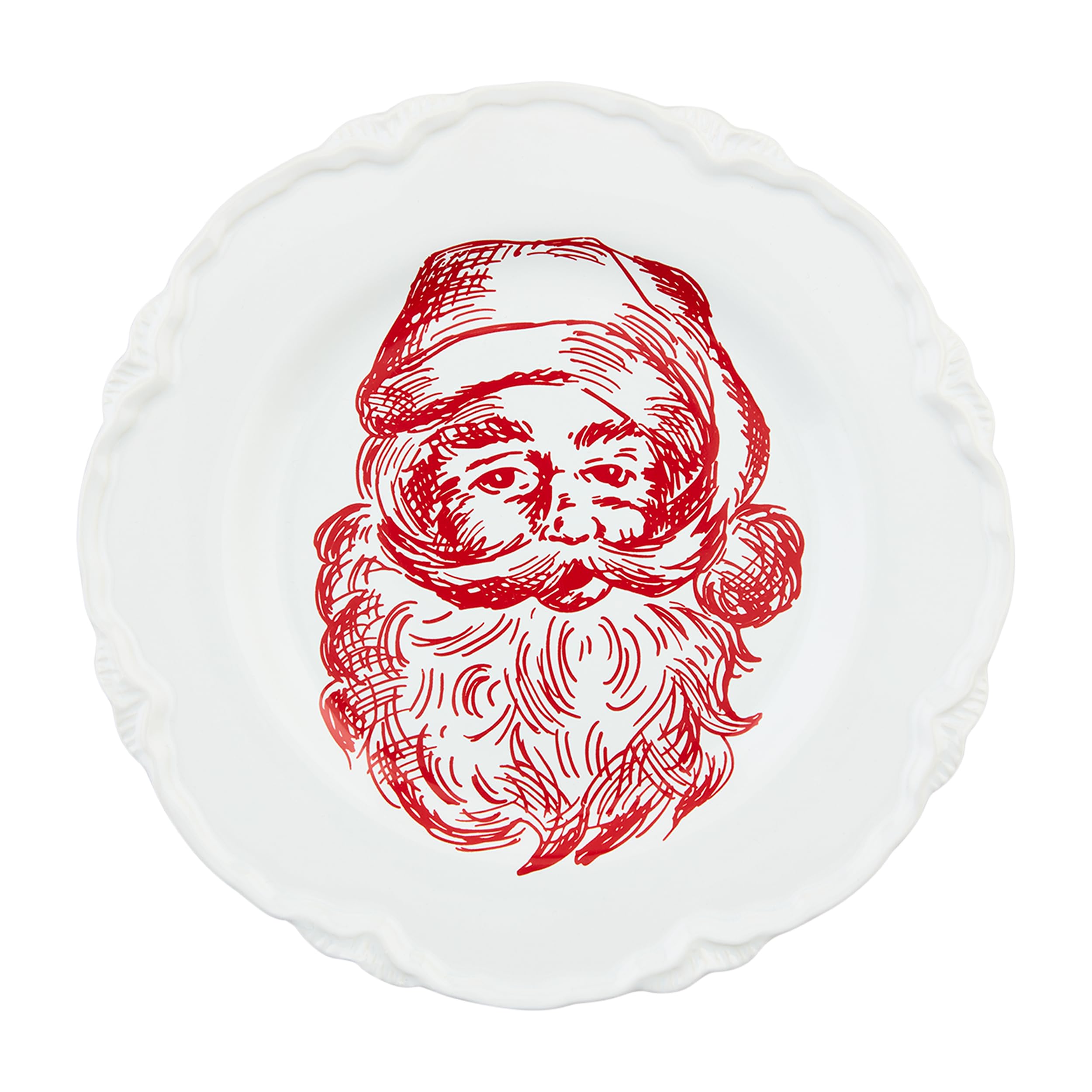 Mud Pie Santa Toile Xmas Dessert Plate; 8 dia