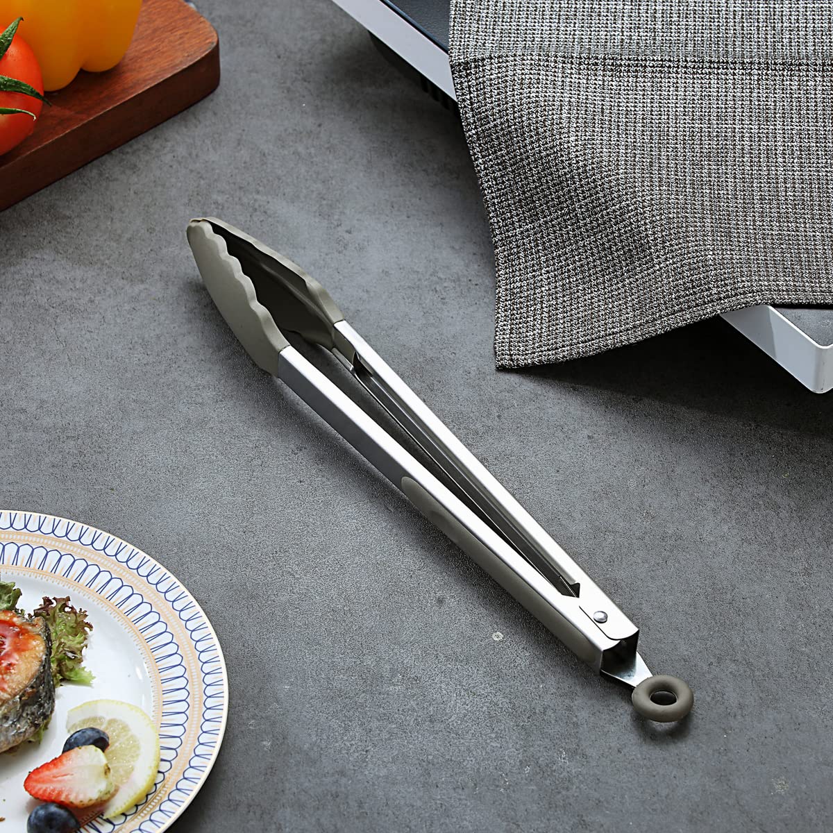Berglander Cooking Tongs Heavy Duty Food Tongs For Cooking With Silicone Tips, Kitchen Tongs, Grill Tongs, Dishwasher Safe, Easy