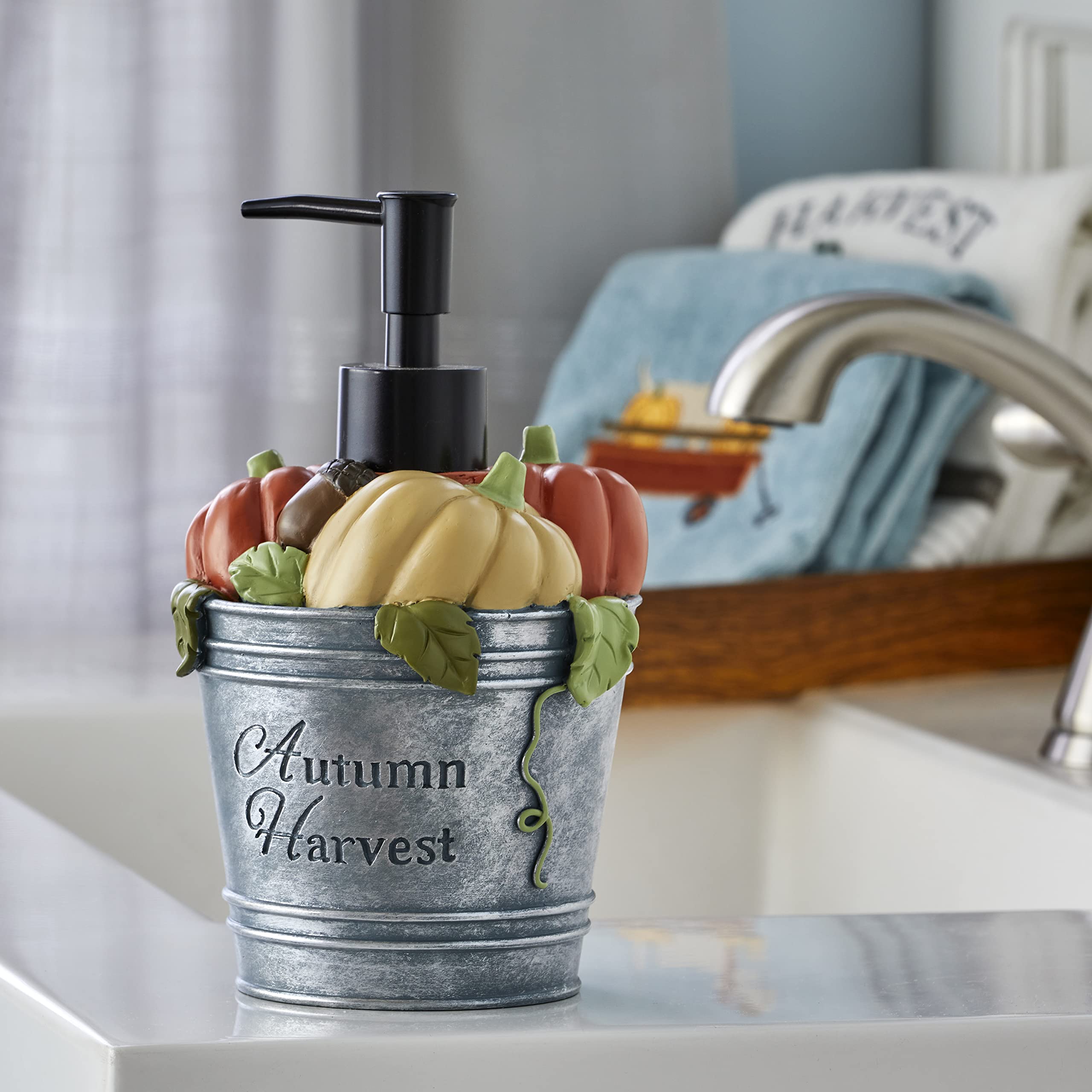 Skl Home Fall Harvest Bucket Soap Dispenser For Bath/Kitchen & Gift, Multi