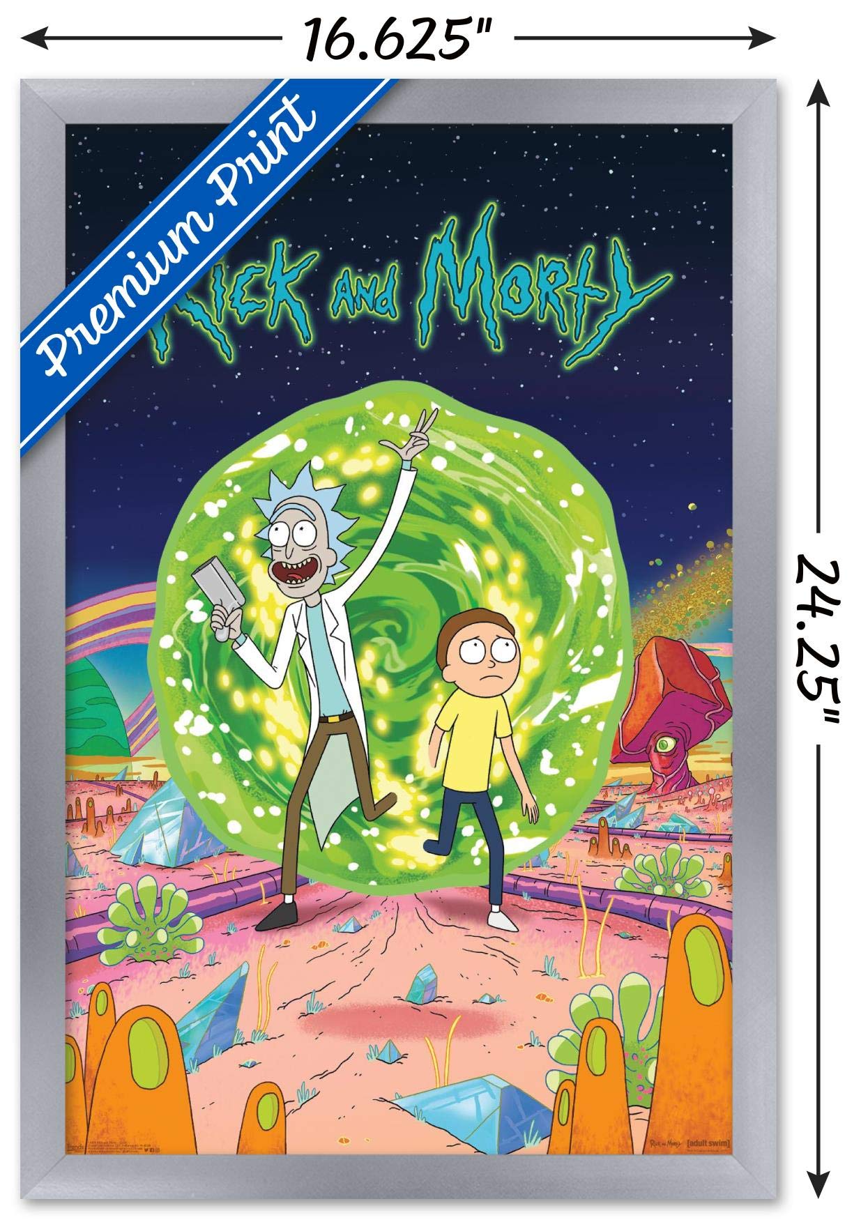 Trends International Rick And Morty - Cover Wall Poster, 14.725'' X 22.375'', Silver Framed Version