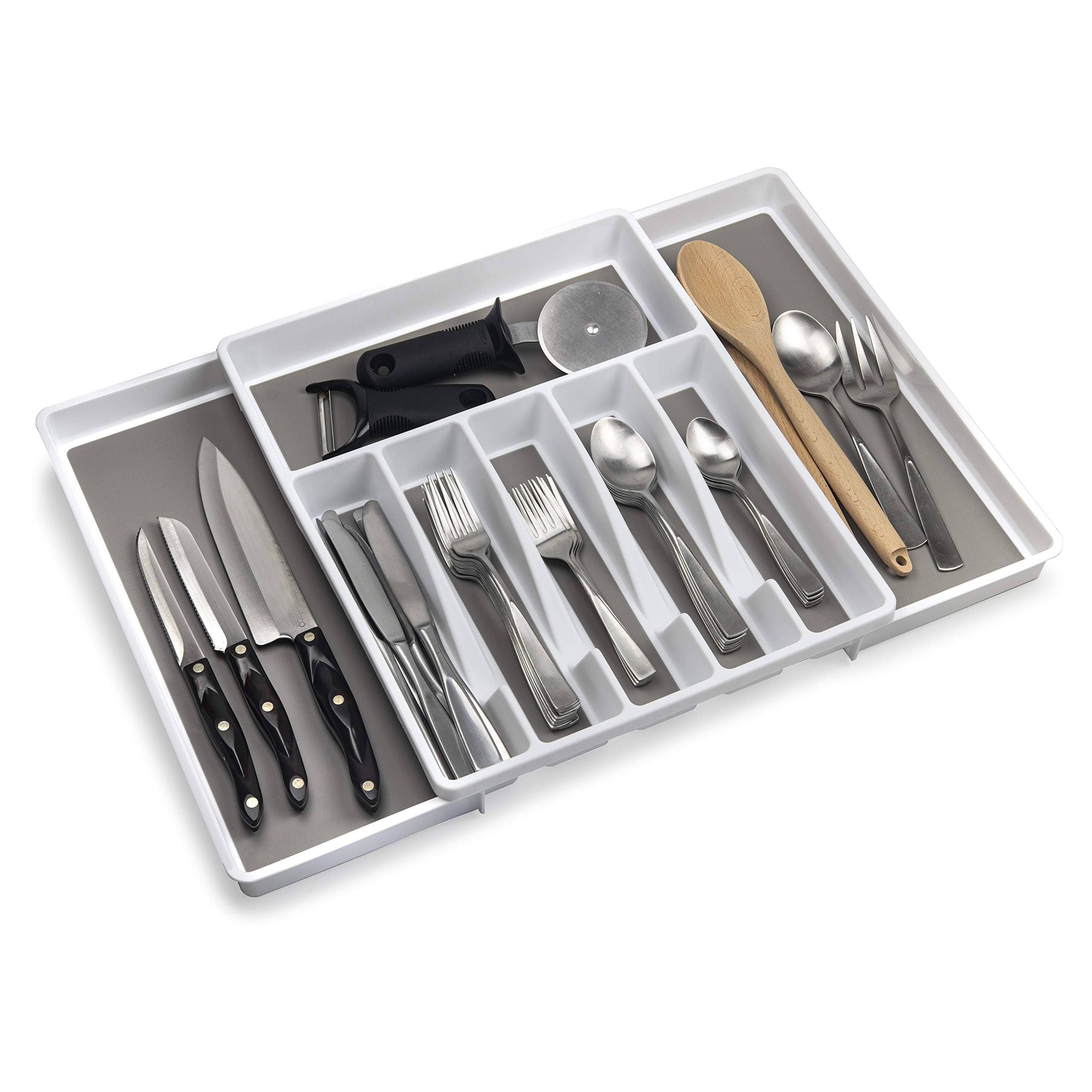 Eltow Large Expandable Silverware Drawer Organizer, 8 Compartment Non-Slip & Adjustable Silverware Organizer For Drawer, Kitchen