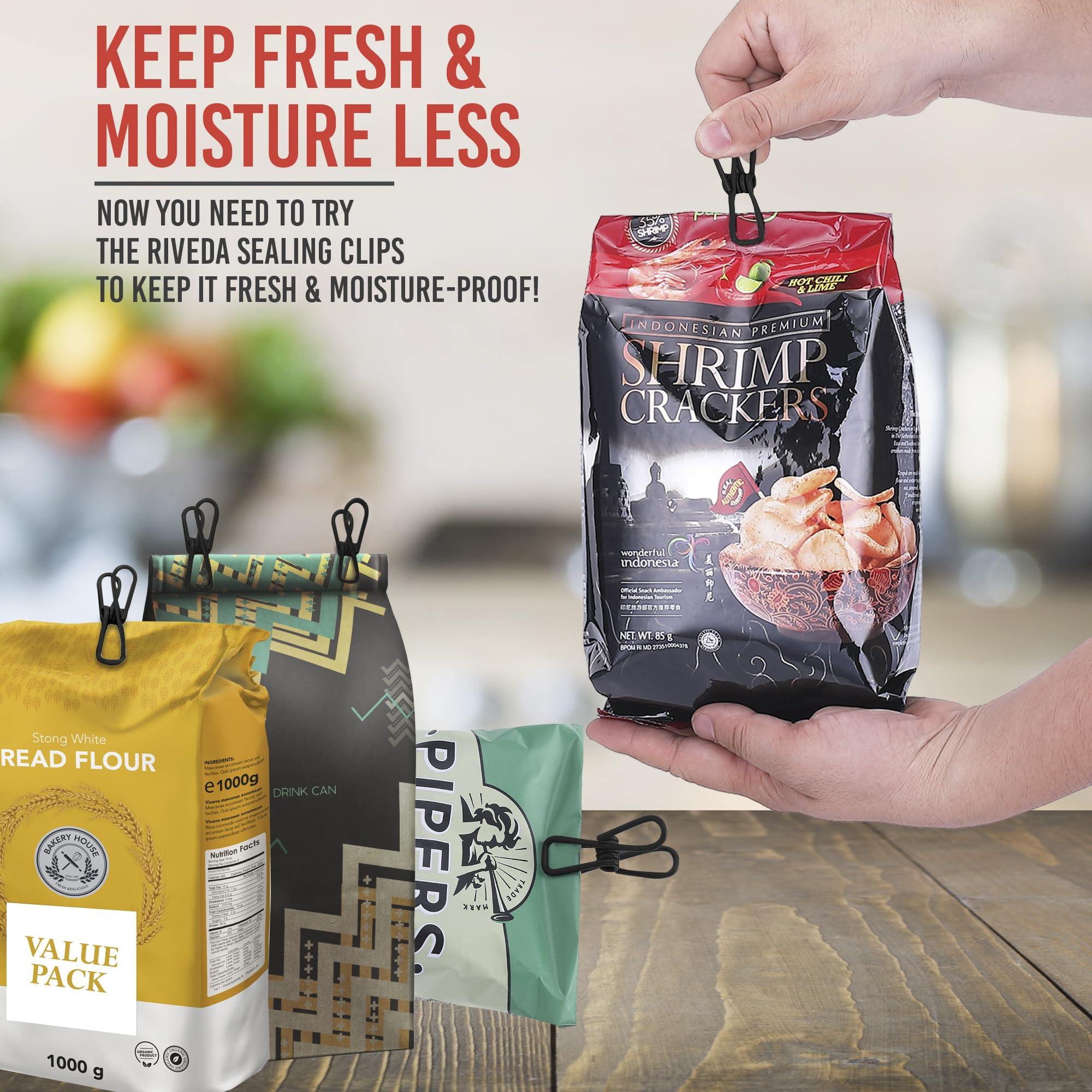 30 Pack Black Chip Bag Clips For Food - Pvc 2 Inch Coated Sealer For Sealing Food - Paper Holder, Clothesline Clip For Laundry H