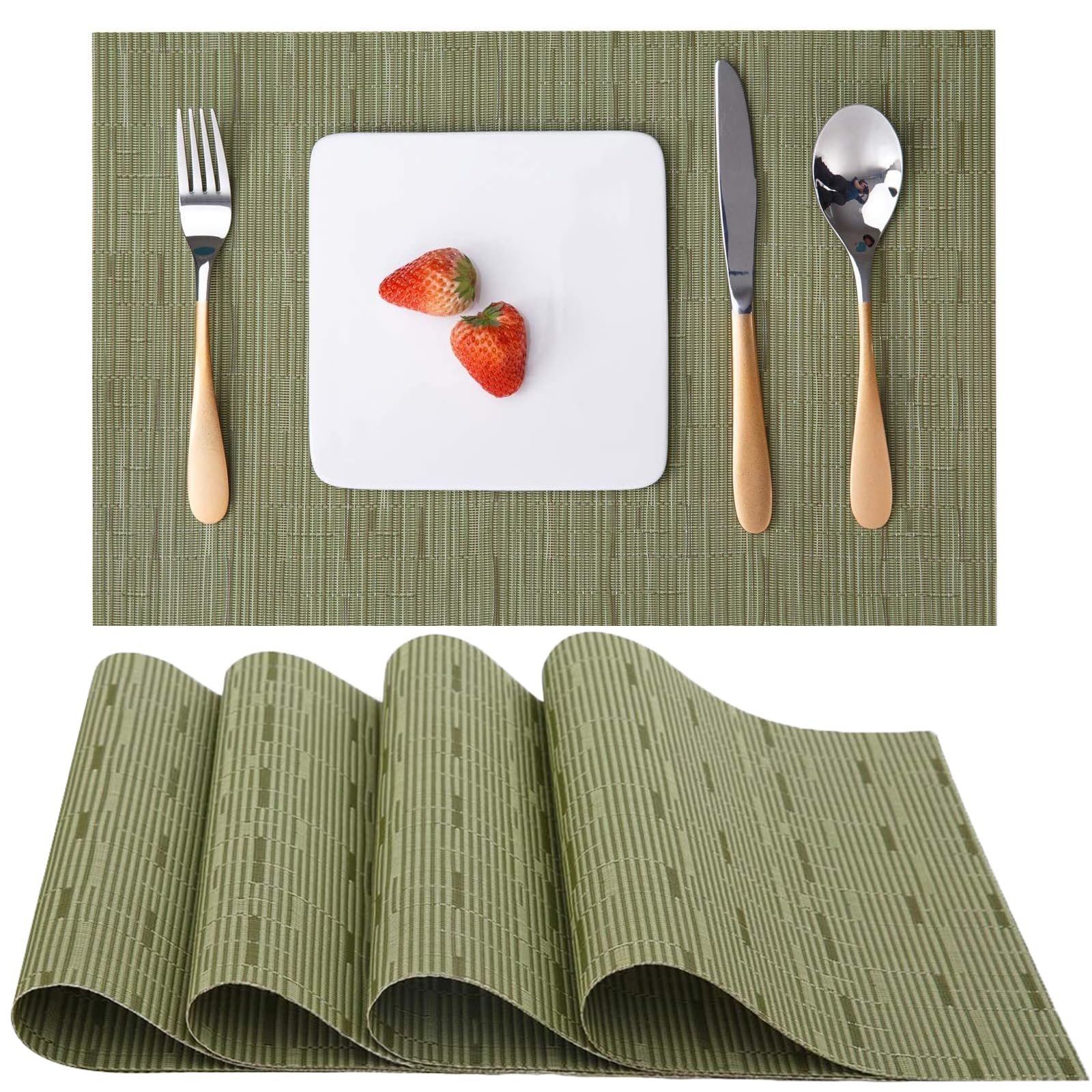 Myir Jun Place Mats, Table Mats Set Of 4 Indoor Placemats Washable Non-Slip Heatproof Woven Placemats For Dining Table Fabric Pl