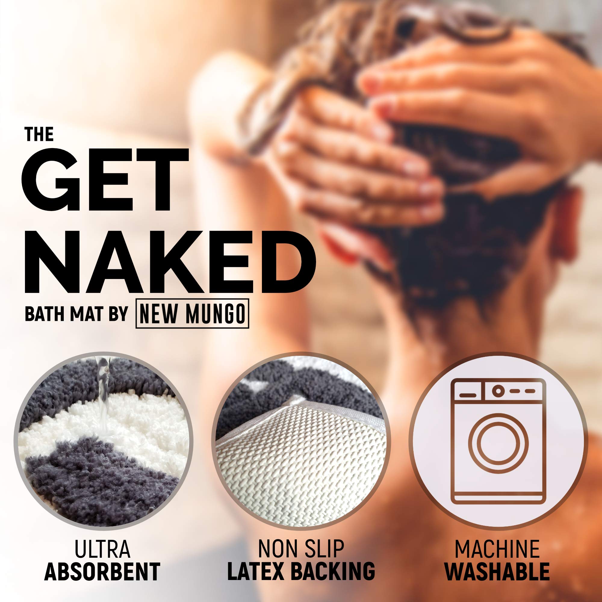 New Mungo Get Naked Bath Mat For Bathtub - Cute Bath Rugs For Apartment Decor - Bath Mats For Bathroom As Shower Floor Mat - Tuf