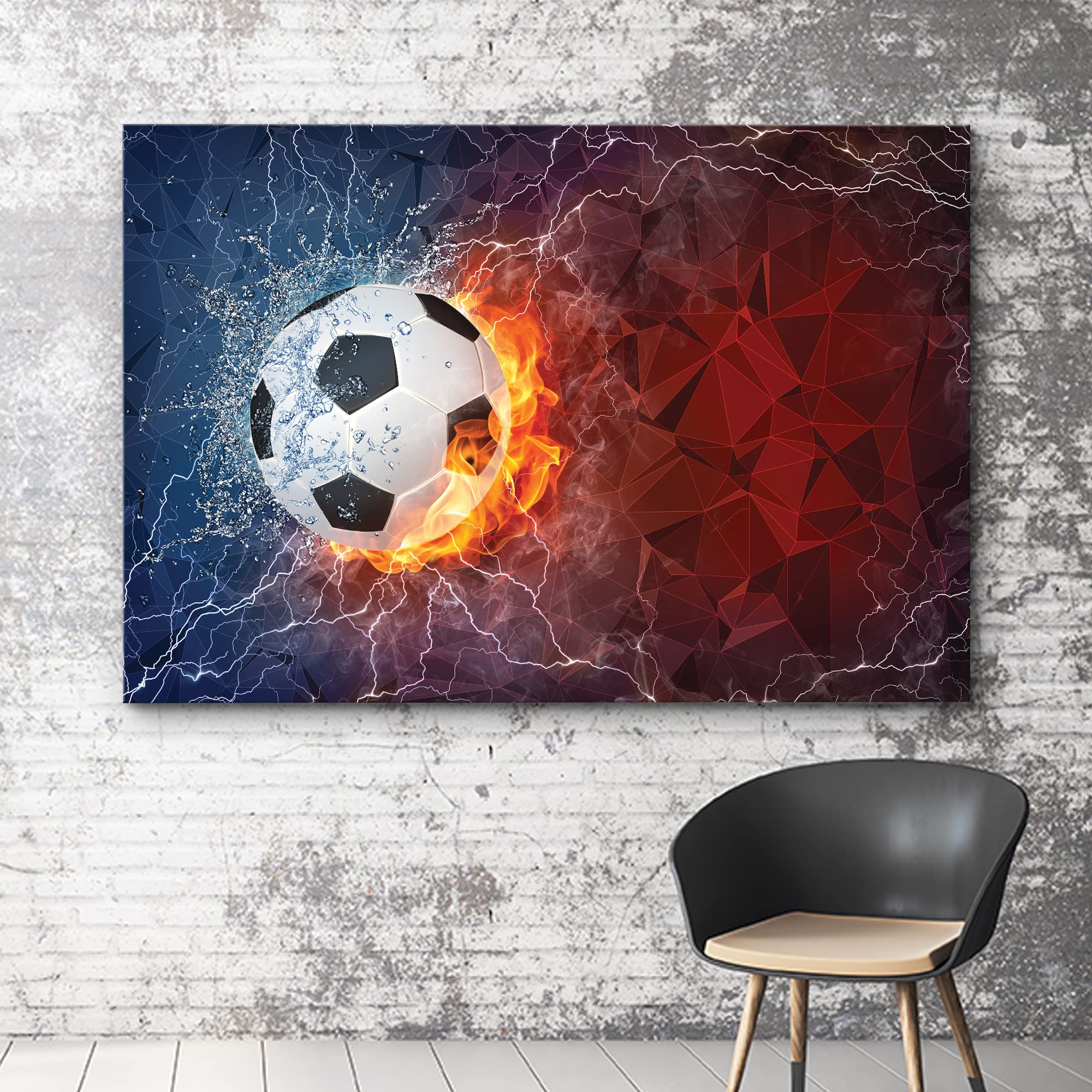 Wall26 Canvas Print Wall Art Blazing Soccer Ball Smashes Glass Sports Athletes Photography Realism Contemporary Scenic Urban Mul