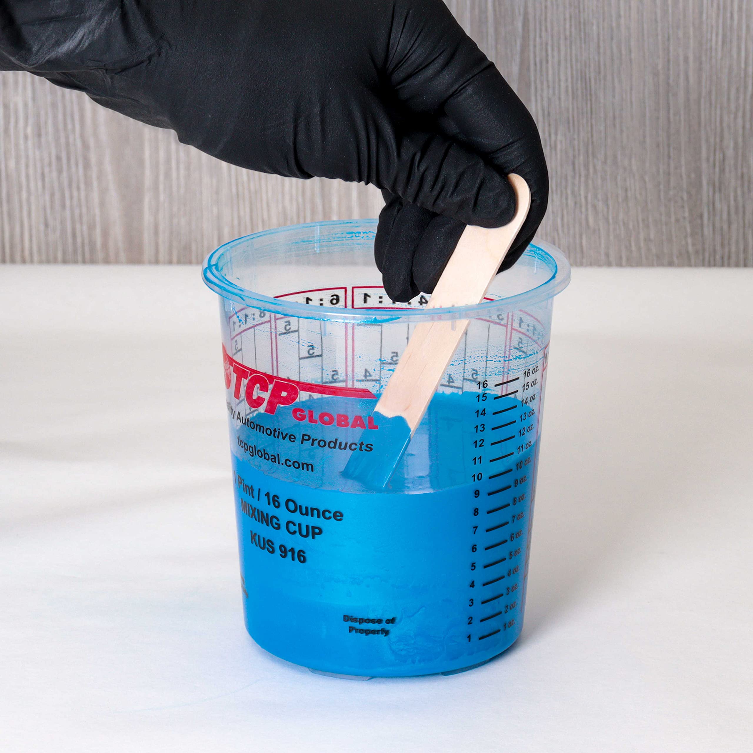 Custom Shop - Pack Of 12 Each - 16 Ounce Paint Mixing Cups - 1 Pint - Cups Have Calibrated Mixing Ratios On Side Of Cup