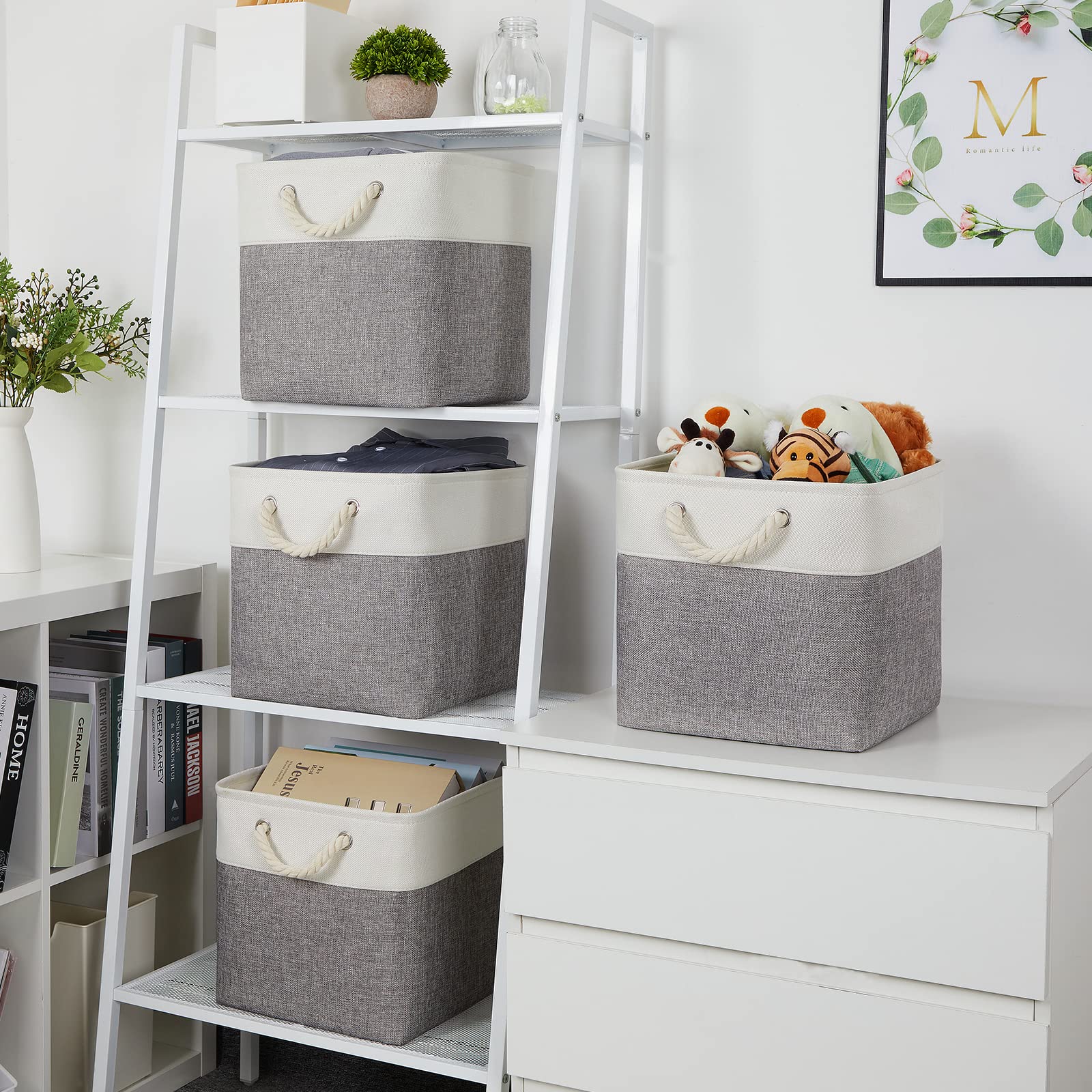 Temary Fabric Baskets Storage 12 Inch Storage Cubes Storage Baskets With Handle, Clothes Baskets For Gift, Large Baskets For Sto