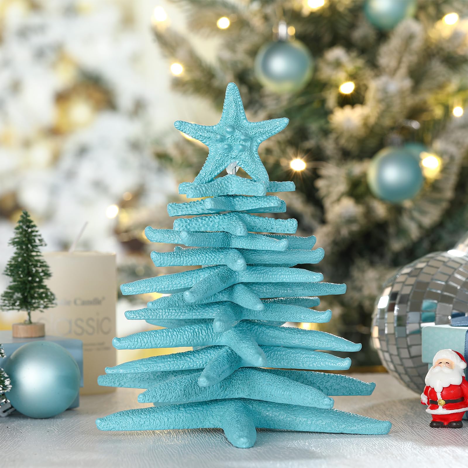 Harrycle Christmas Starfish Tree Ornaments Beautiful Resin Sea Animal Christmas Tree Creative Ocean Xmas Decorations DIY Beach X