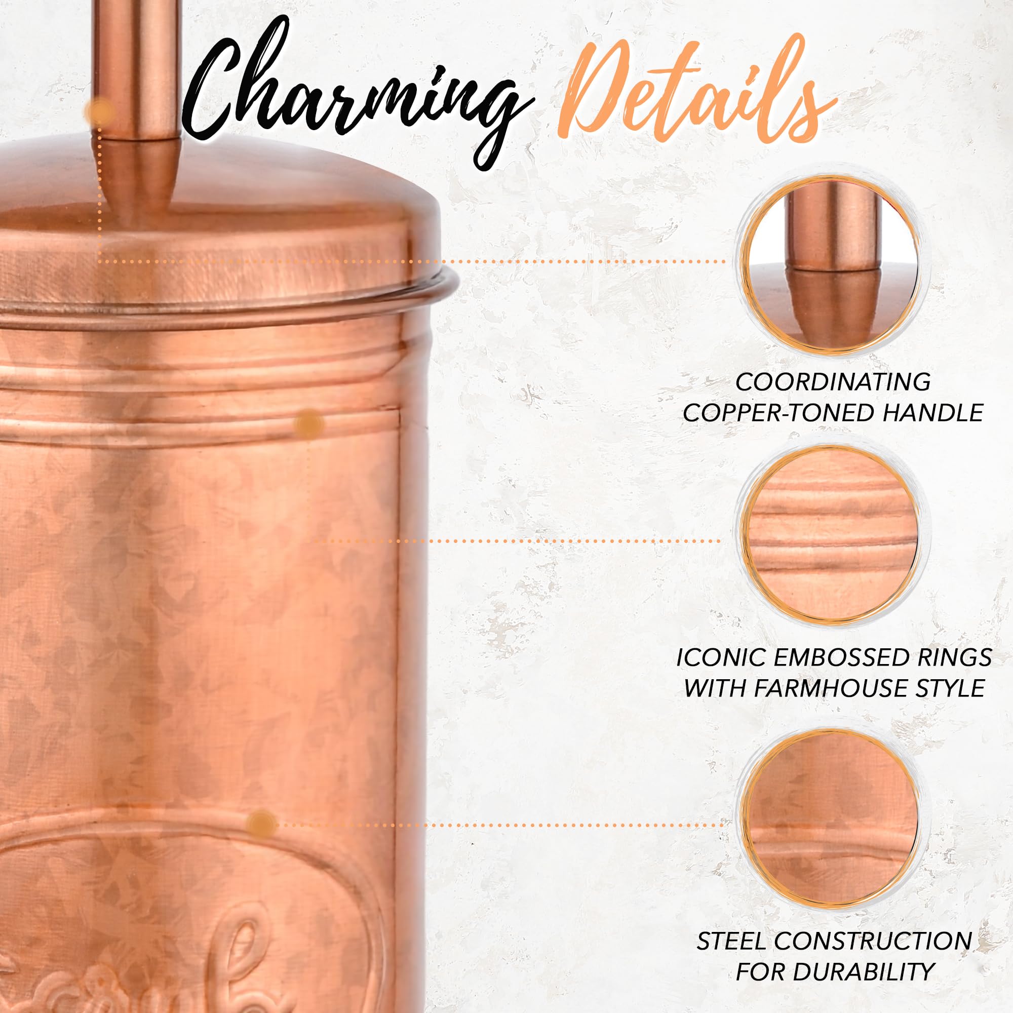 Autumn Alley Copper Toilet Bowl Brush and Holder  Covered Bathroom Toilet Brush for Modern Farmhouse Bathroom Decor  Standing Rustic Toilet Bowl Brush with Holder  Bathroom Decor Sets  Copper