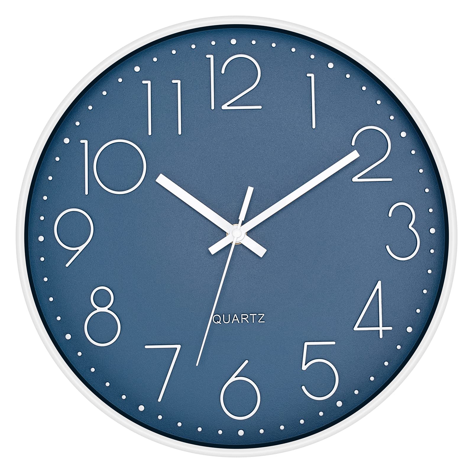 Foxtop Silver Wall Clock Silent Non-Ticking Battery Operated Round Modern Wall Clock For Office School Home Living Room Bedroom 
