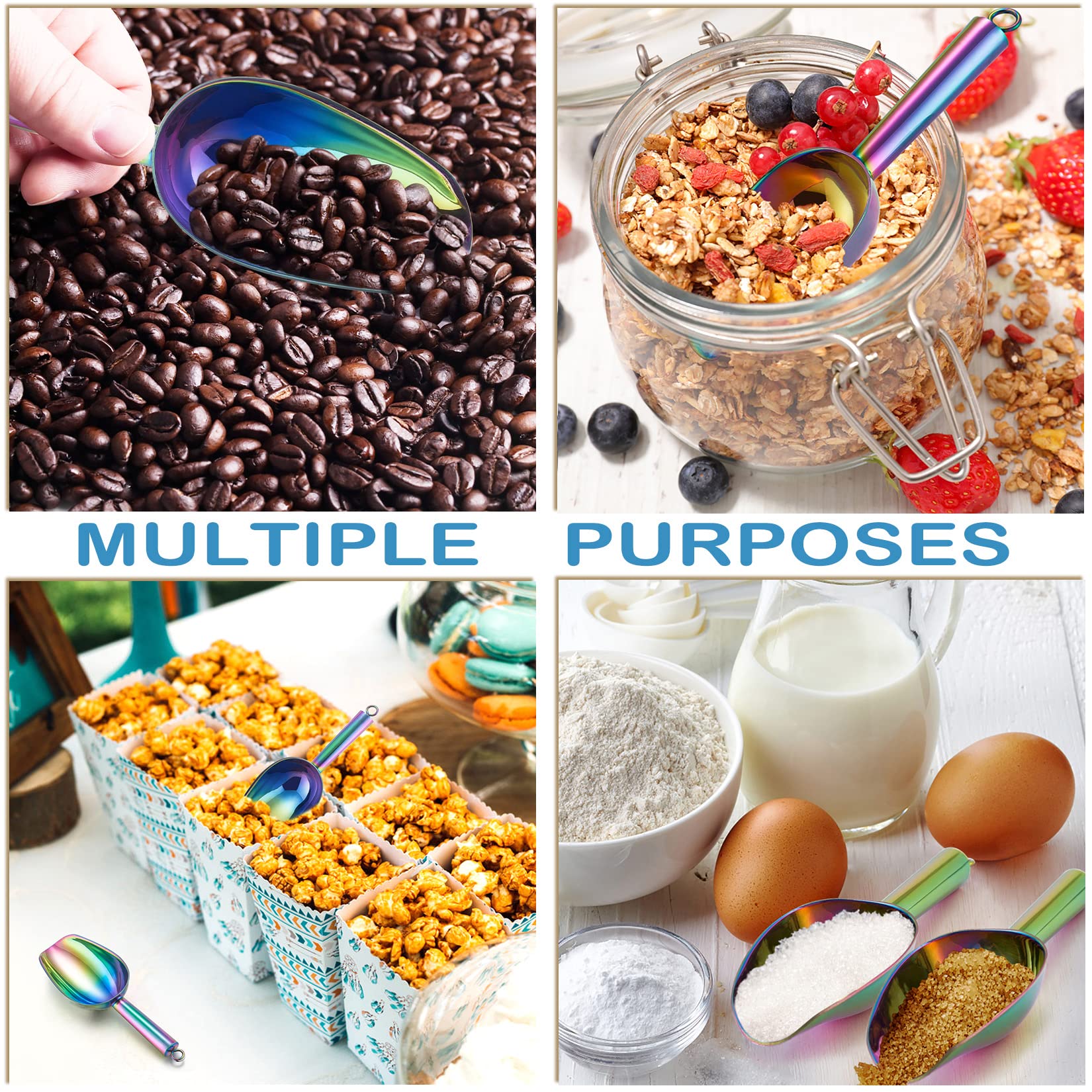 3Oz Mini Scoop Set Of 2, P&P Chef Stainless Steel Small Ice Cube Scoop Candy Sweet Scoops For Home Bar Buffet Wedding Canisters,