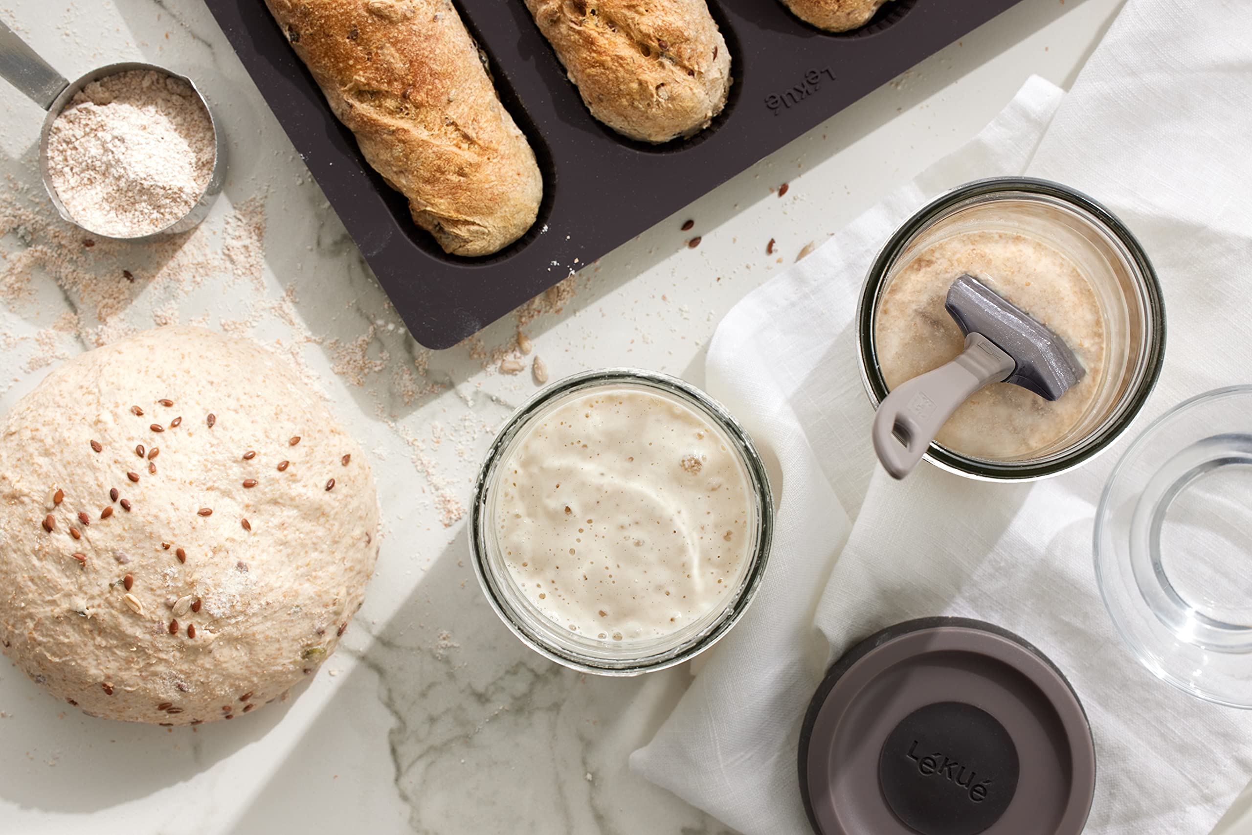 L  Ku   Sourdough Starter Set, 6 Piece, Clear