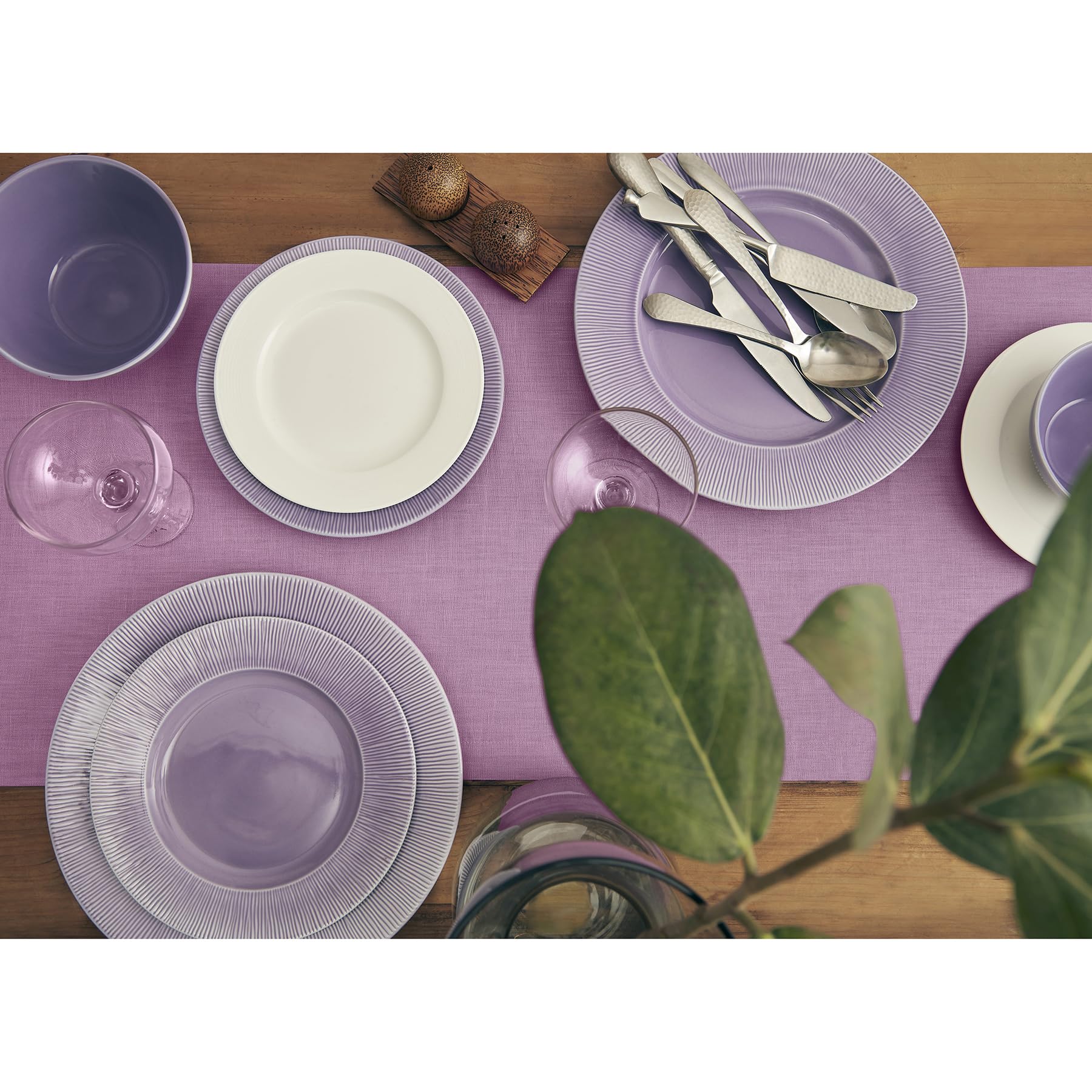 Solino Home Linen Violet Table Runner 72 Inches Long - Fete, 100% Pure Linen Dining Table Runner 14 X 72 Inch Ideal For Wedding,