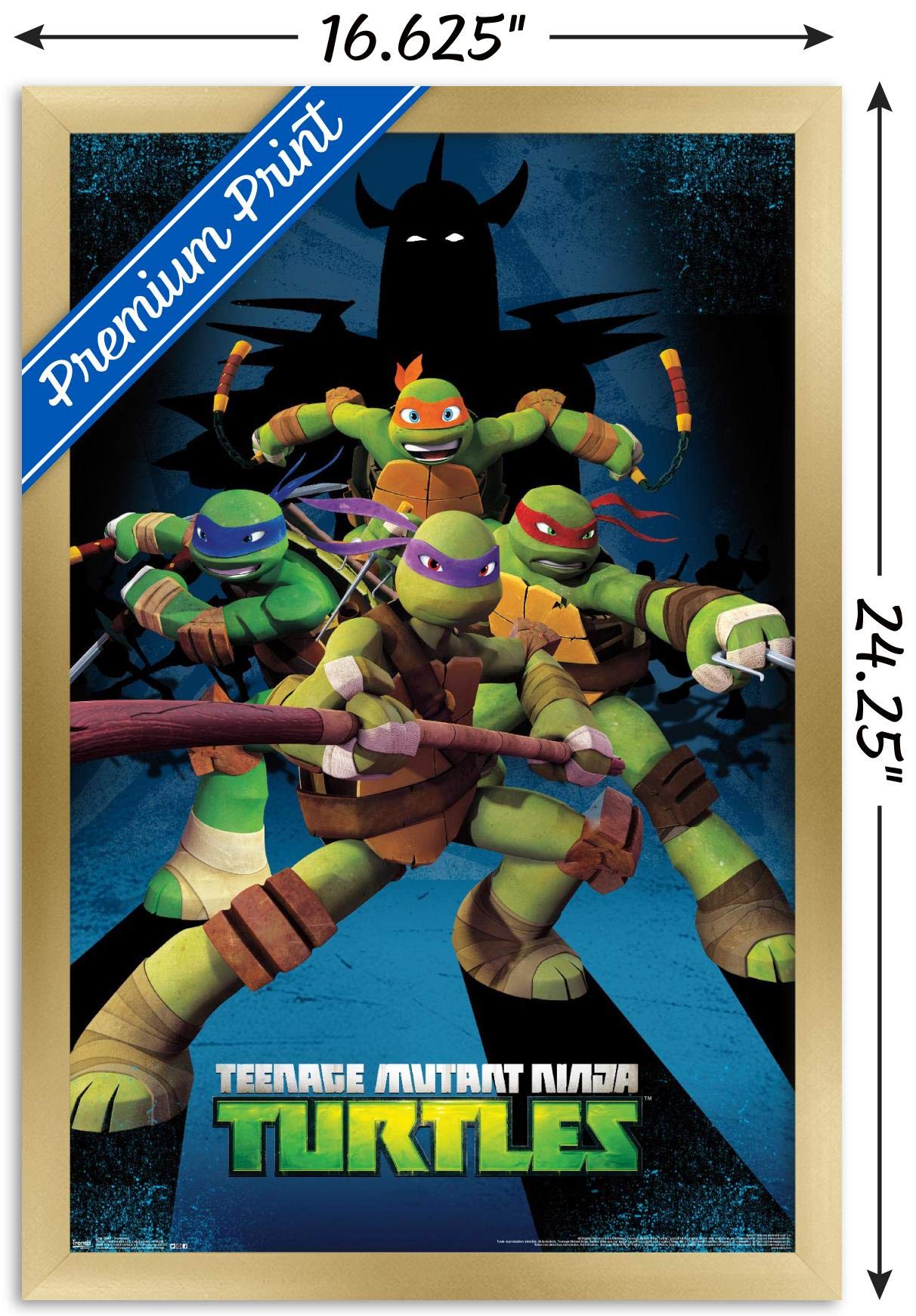 Trends International Nickelodeon Teenage Mutant Ninja Turtles - Assemble Wall Poster, 14.725'' X 22.375'', Gold Framed Version