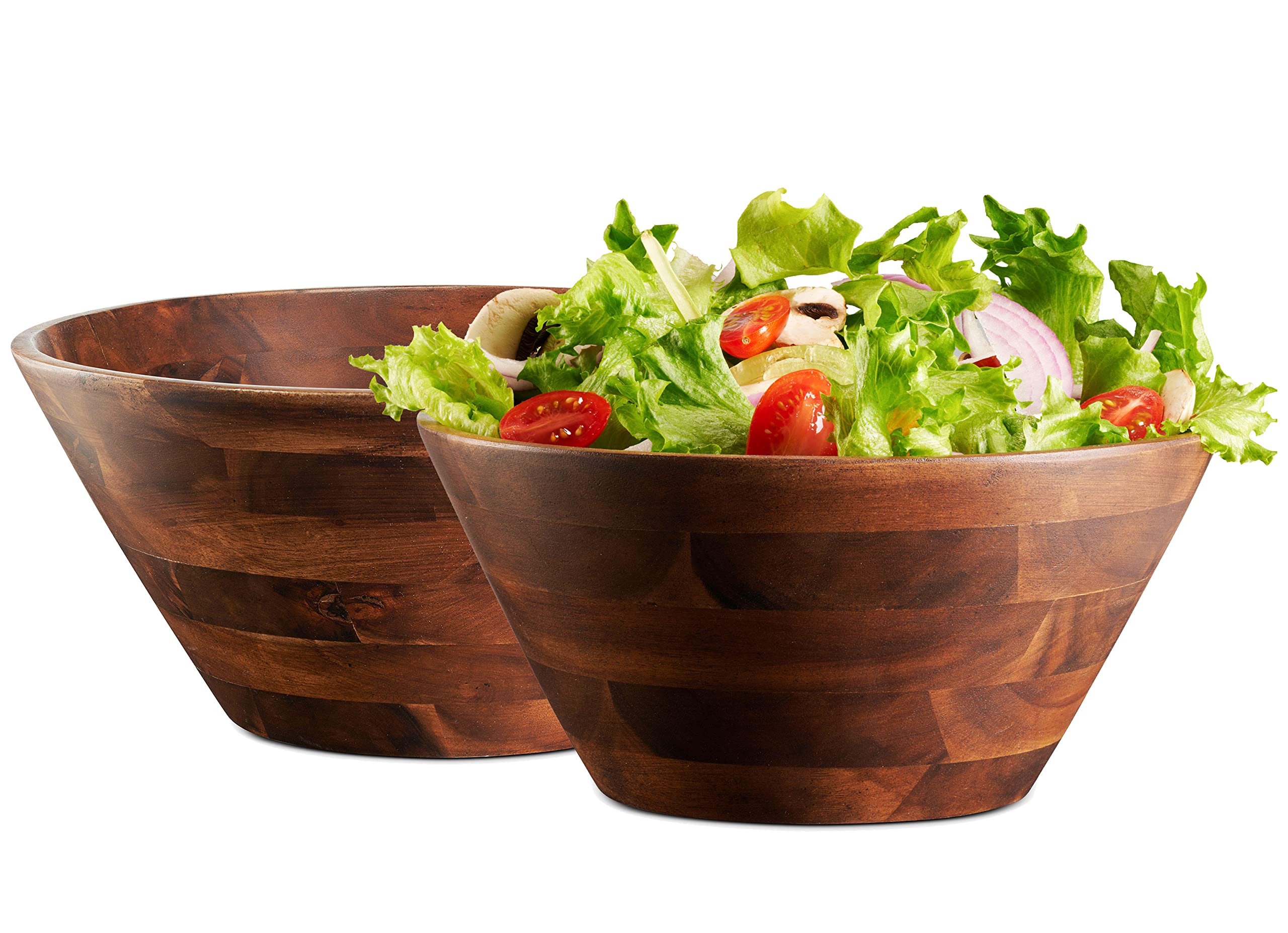 Table Concept Bowl Set, Premium Acacia Wood Bowls, Salad Bowls, Serving Bowls, Home Decor Housewarming Gifts - 8'', Set Of 2