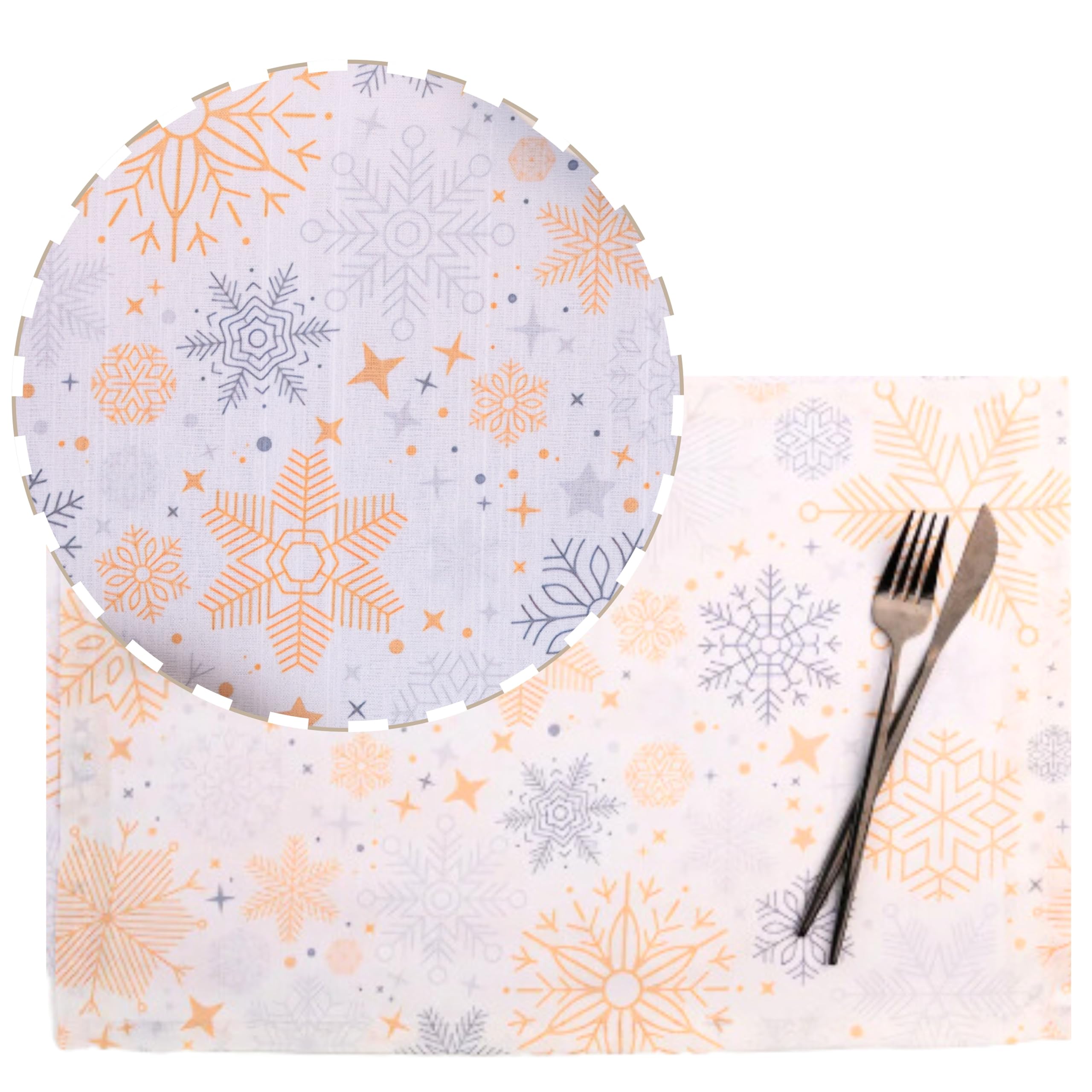 D'Moksha Homes Christmas Placemats, Vegan Silk, Snowflakes Placemats 13 X 18 Inch Set Of 4, Xmas Placemats In Gift Friendly Pack