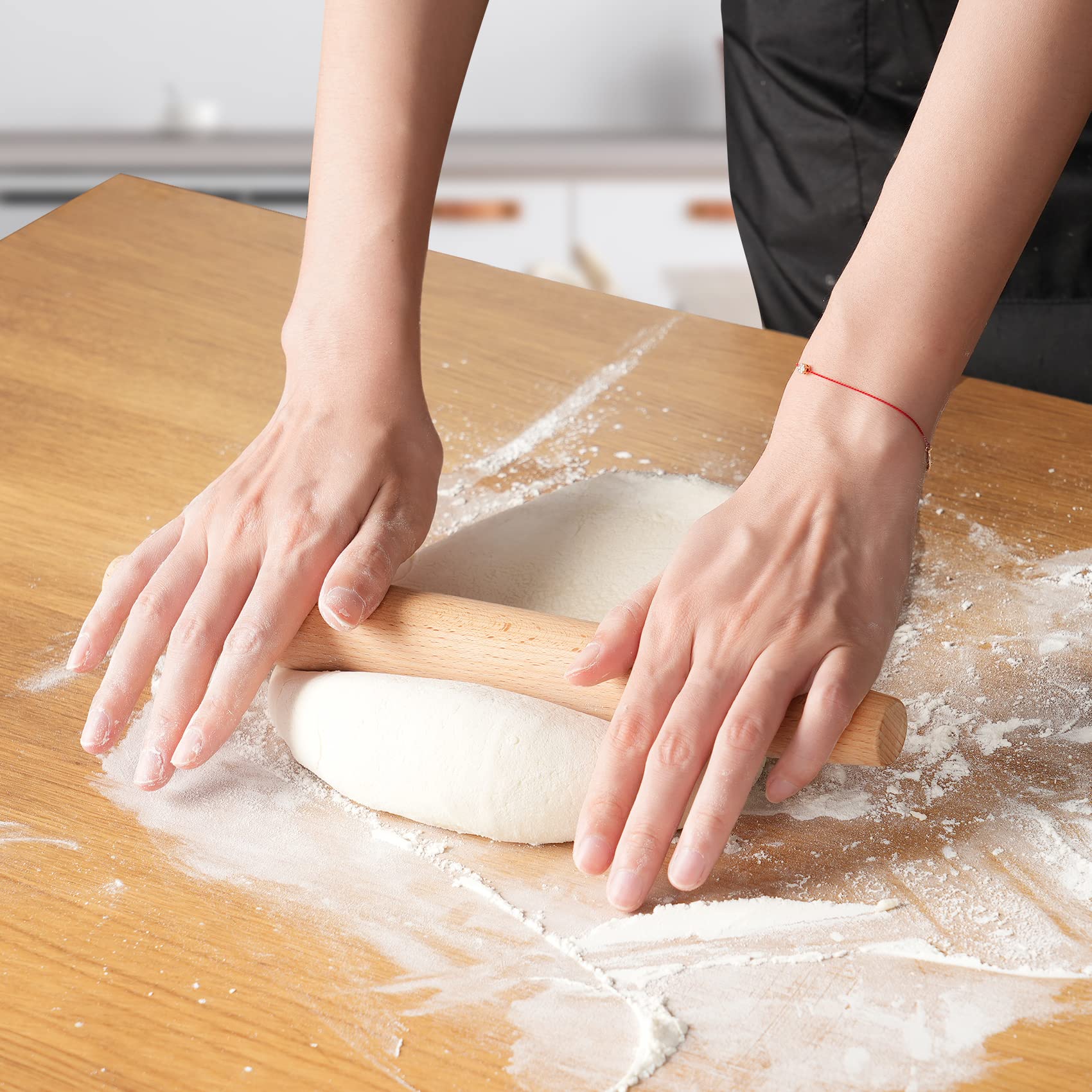 French Rolling Pin For Baking - Tuyotue 11.8 Inches Beech Wood Tapered Rolling Pin Dough Roller For Pizza Dough, Pie Crust Cooki