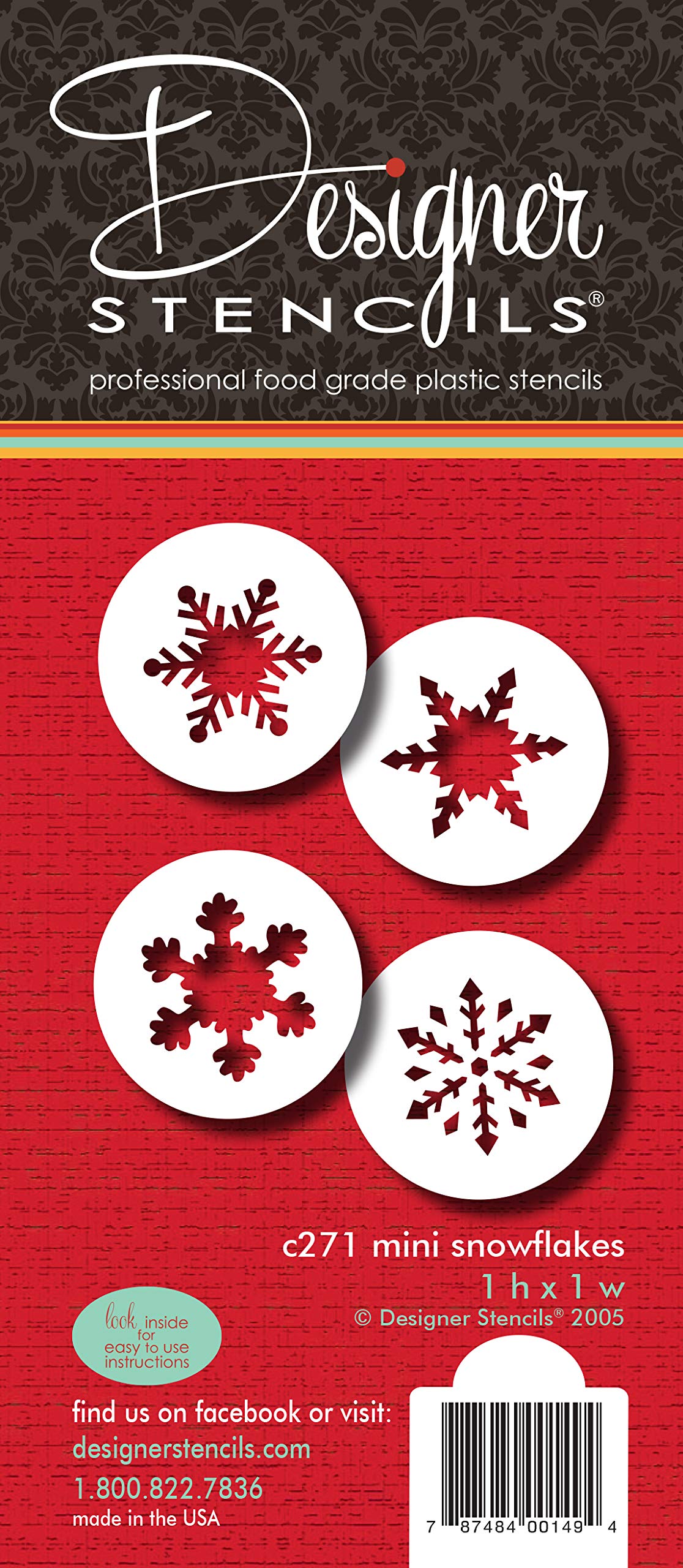 Designer Stencils Mini Snowflakes Cake Stencils, Beige/Semi-Transparent