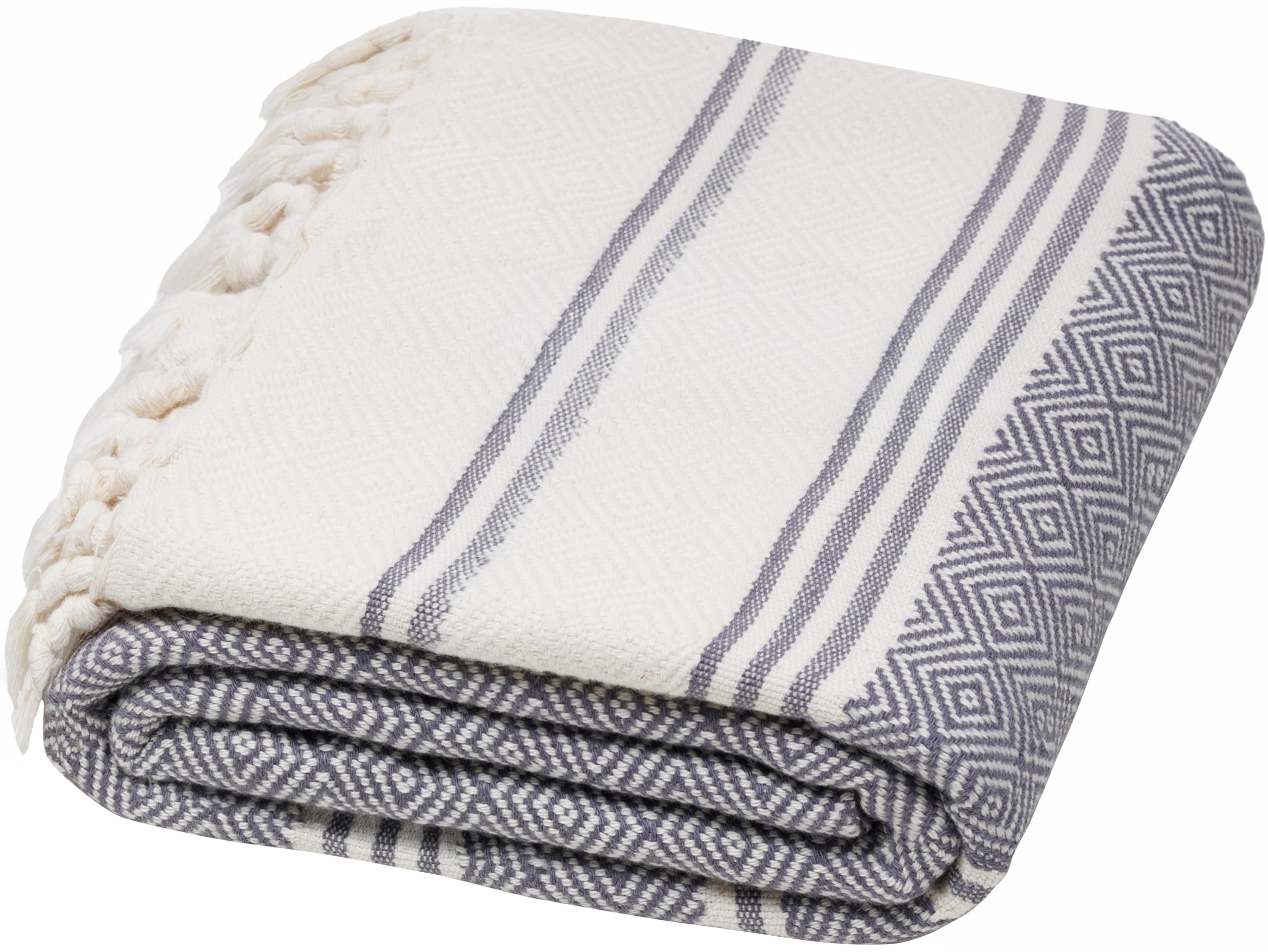 Demmex Certified Organic Turkish Cotton Beach And Bath Towel, Peshtemal Towel Blanket, Prewashed, Diamond Weave, 71X36 Inches (D