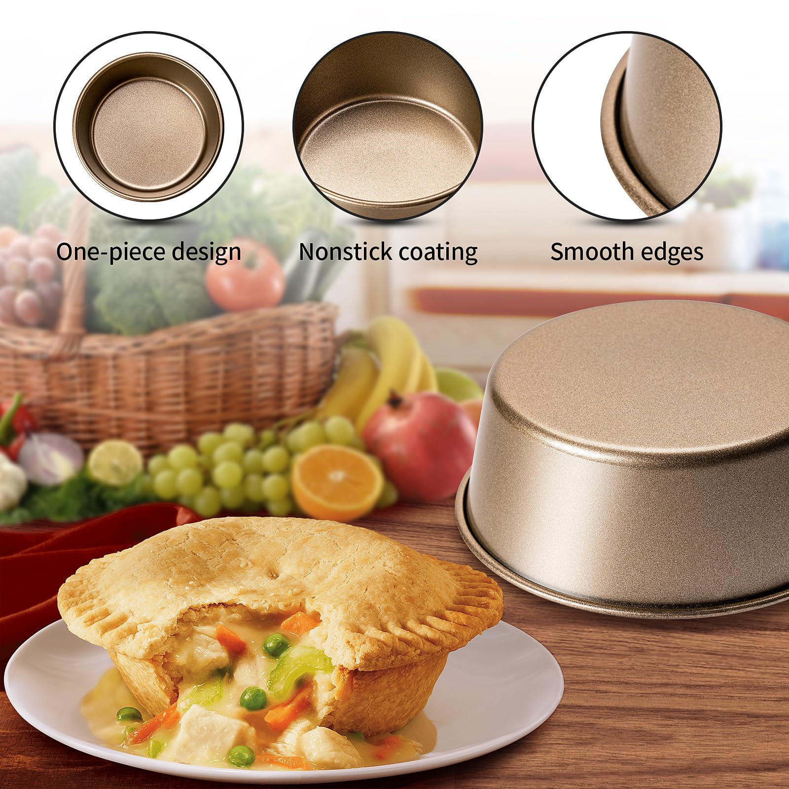 Yomvzake Air Fryer Mini Pie Pan Tart Tins, Jumbo Muffin Cupcake Pan 4 Inch Air Fryer Hamburger Bun Mold, 3Pcs Non-Stick Air Frye