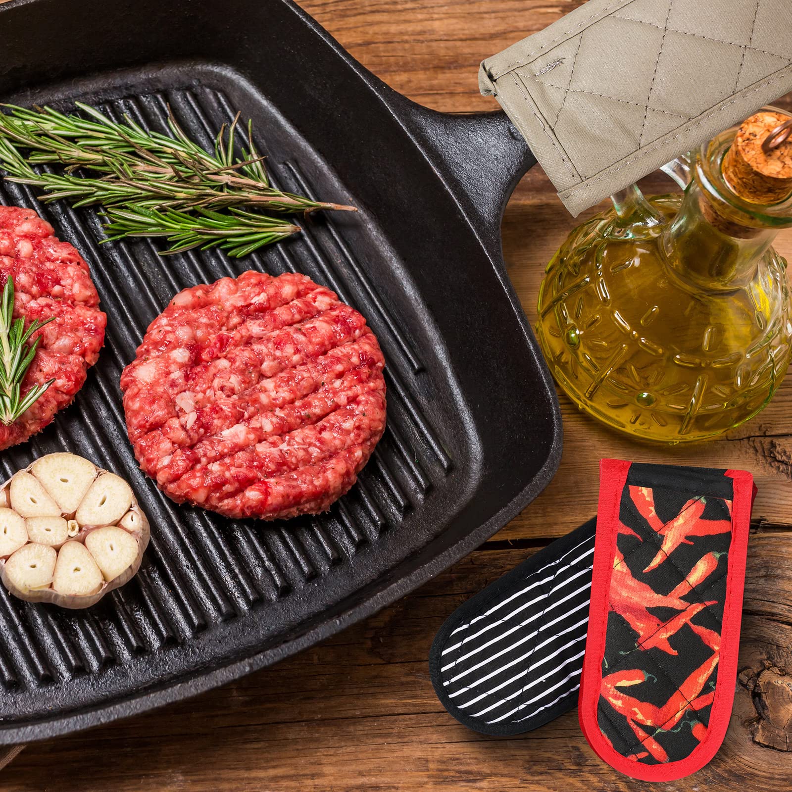8 Pieces Pan Handle Sleeve Heat Resistant Pot Sleeve Grip Non-Slip Skillet Pot Holder Machine Washable Cast Iron Handle Cover Co