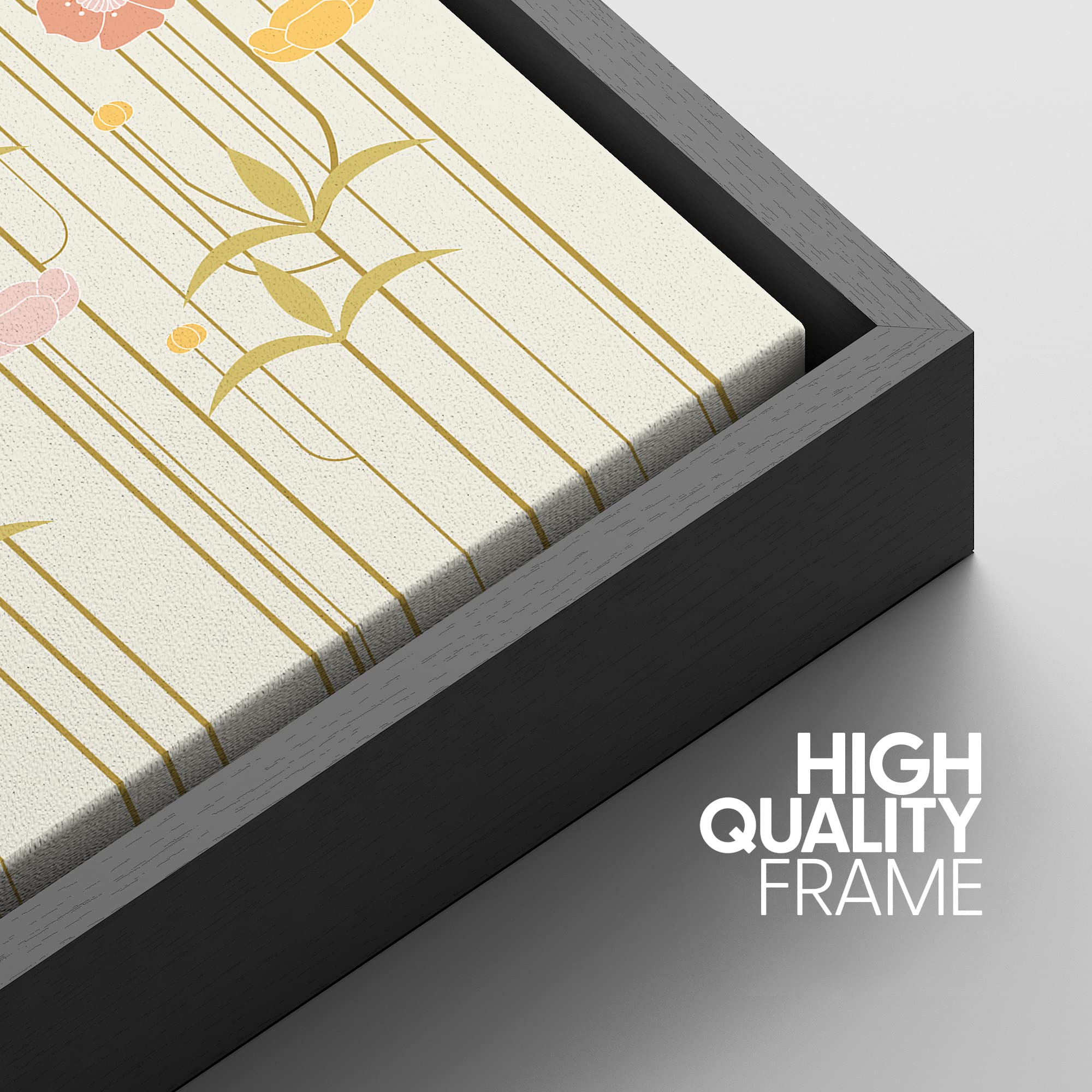 NWT Framed Canvas Print Wall Art A Bouquet of Pink  Orange and Yellow Daisies Floral Plants Illustrations Modern Art Chic Group Colorful Ultra for Living Room  Bedroom  Office - 24''x36'' Black