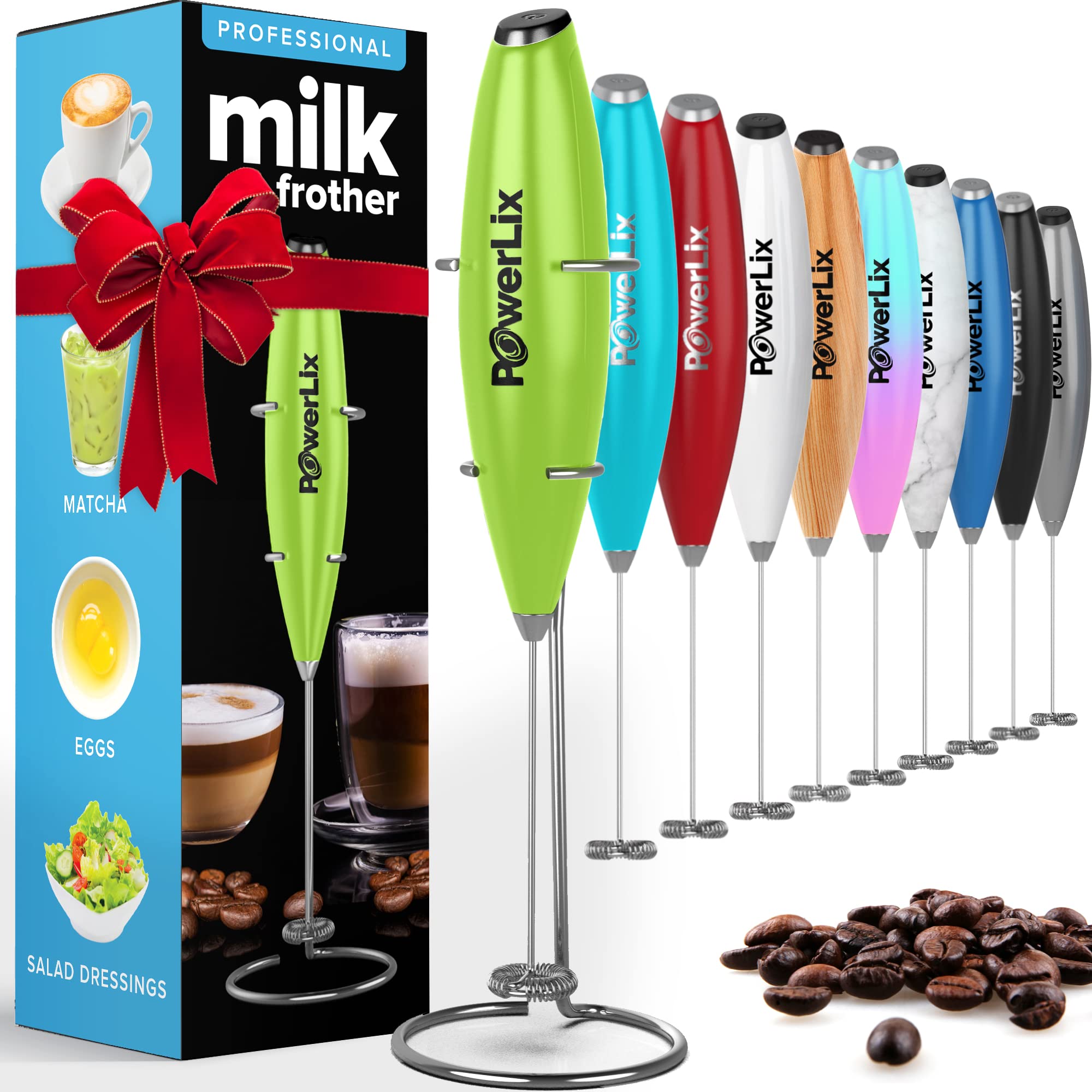 Powerlix Milk Frother Handheld Battery Operated Electric Whisk Foam Maker For Coffee, Latte, Cappuccino, Hot Chocolate, Durable