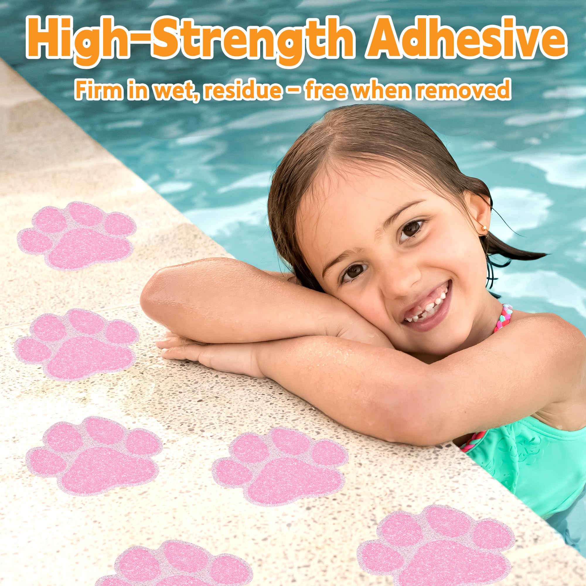 Secopad Non-Slip Bathtub Stickers  20 PCS Large Safety Bathroom Tubs Showers Treads Adhesive Decals Scraper (Pink)