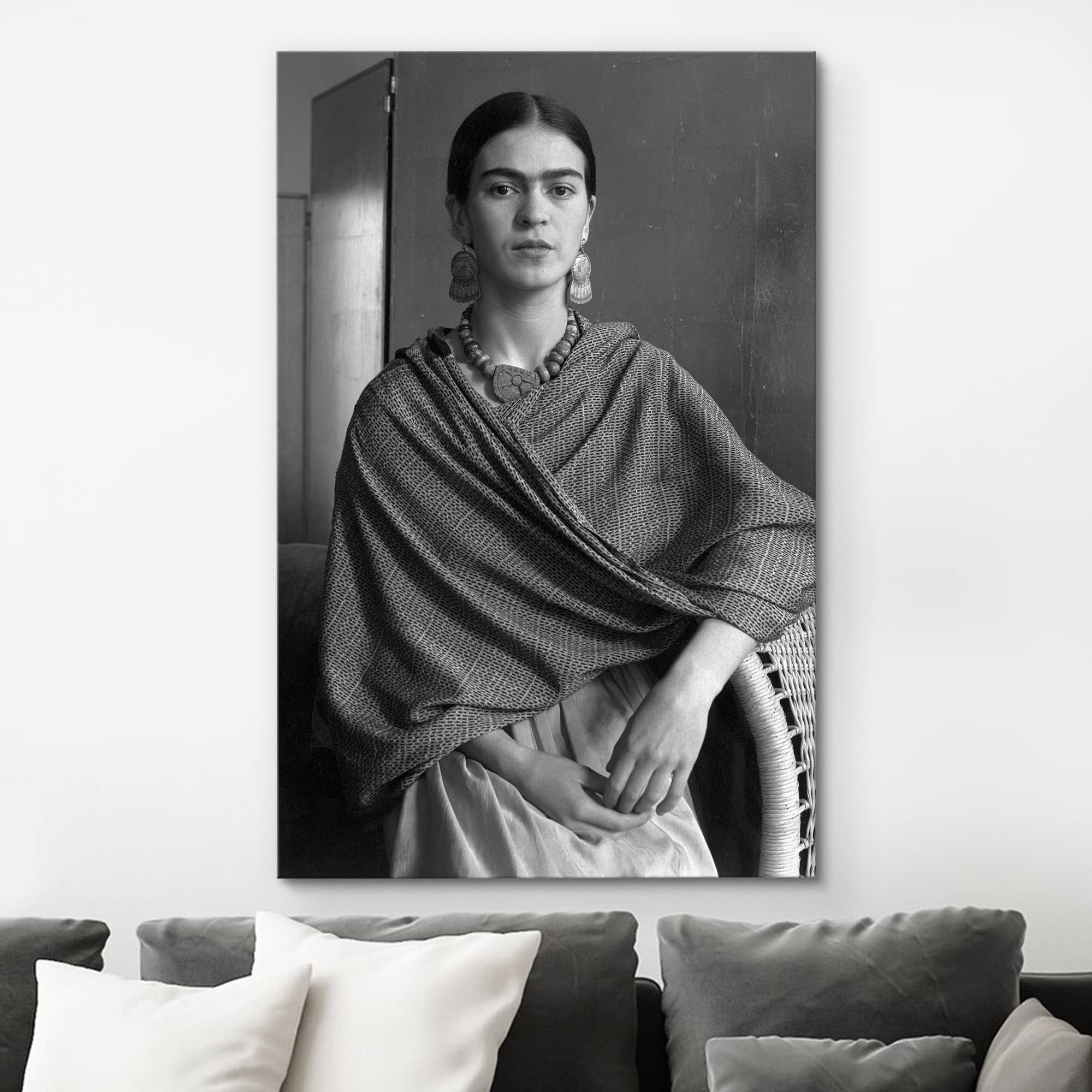 Wall26 Canvas Print Wall Art Mexican Master Artist Black & White Frida Kahlo Historic Classic Photography Realism Traditional Po