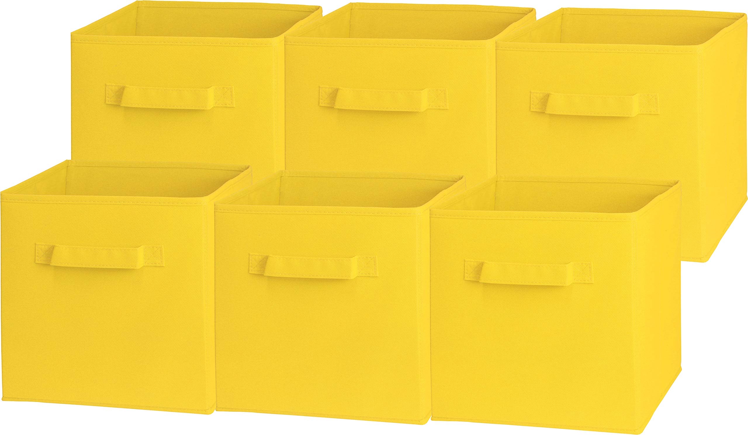 Simple Houseware Foldable Cube Storage Bin, Yellow - 6 Pack