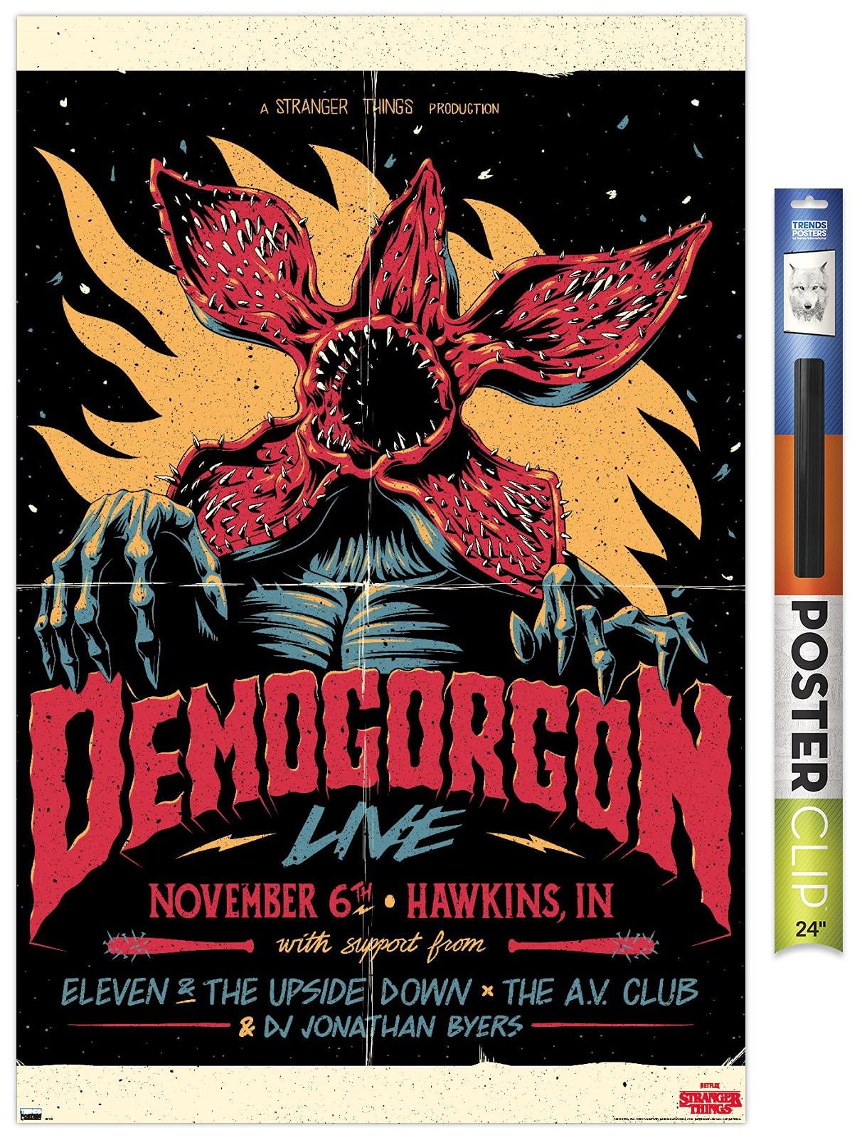 Trends International Netflix Stranger Things - Demogorgon Live Wall Poster, 22.375'' X 34'', Poster & Clip Bundle