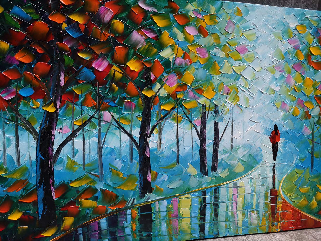 Yasheng Art -Contemporary Landscape Abstract Oil Painting On Canvas Textured Tree Painting Abstract Art Wall Paintings Handmade