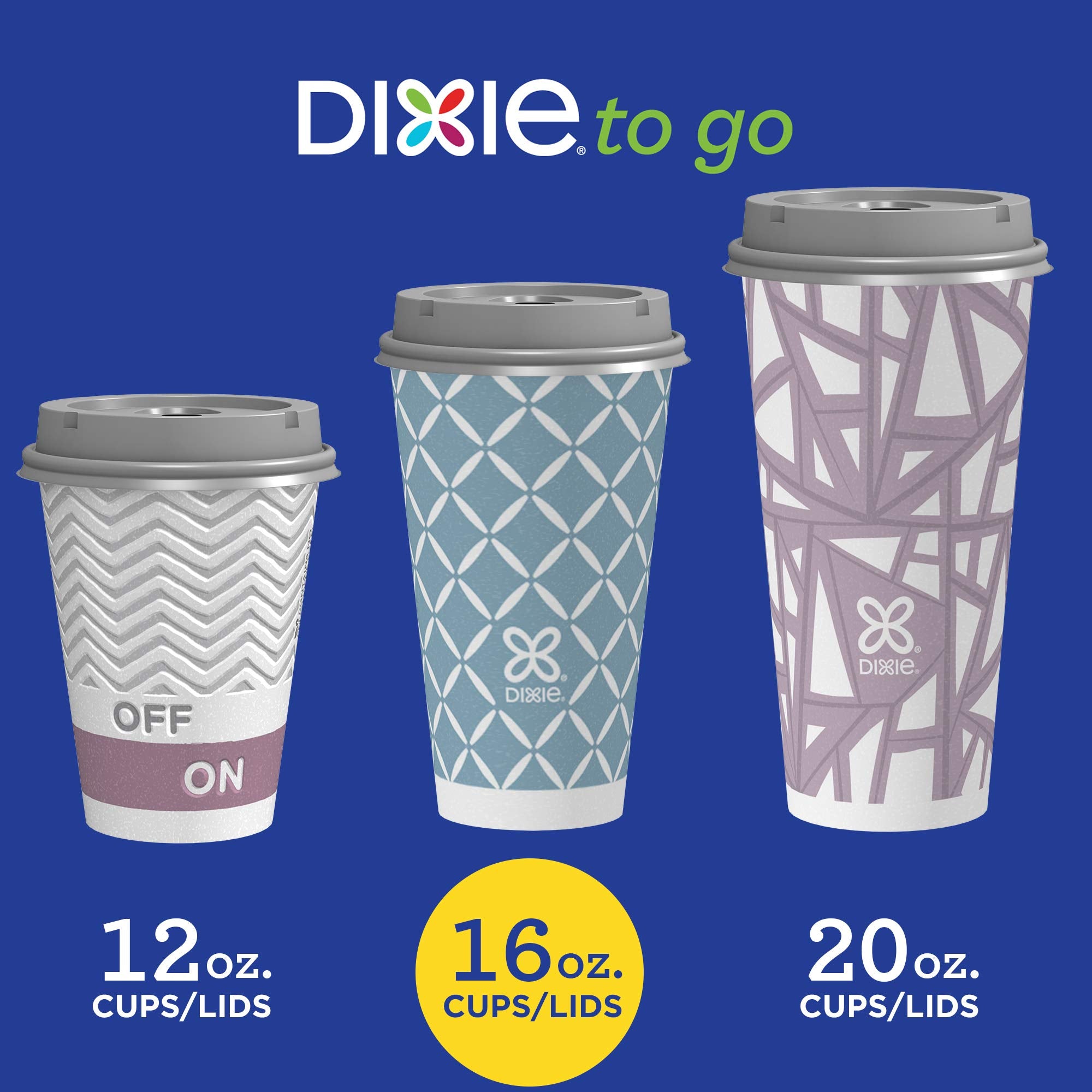 Dixie To Go Large Paper Coffee Cups With Lids, 16 Oz, 132 Count, Disposable Cups For On-The-Go Hot Beverages