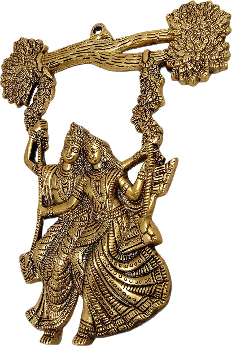 Chhariya Crafts Radha Krishna Tree Jhula Decorative Metal Wall Hanging Art Decorative Showpiece For Wall Decor, Festival Home De