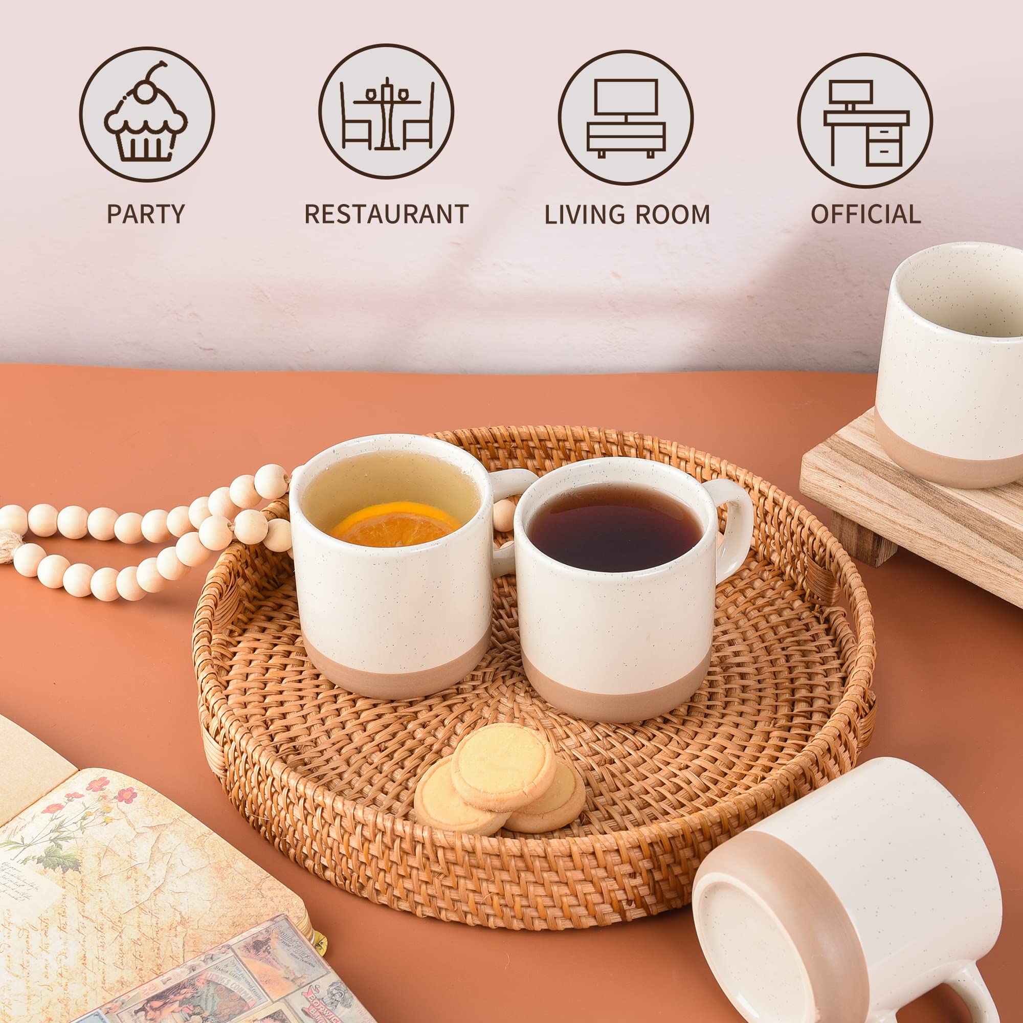 Bycnzb 12Oz Coffee Mug Set For 6, Tea Cups With Handle For Coffee, Tea, Cocoa, Milk (Cream)