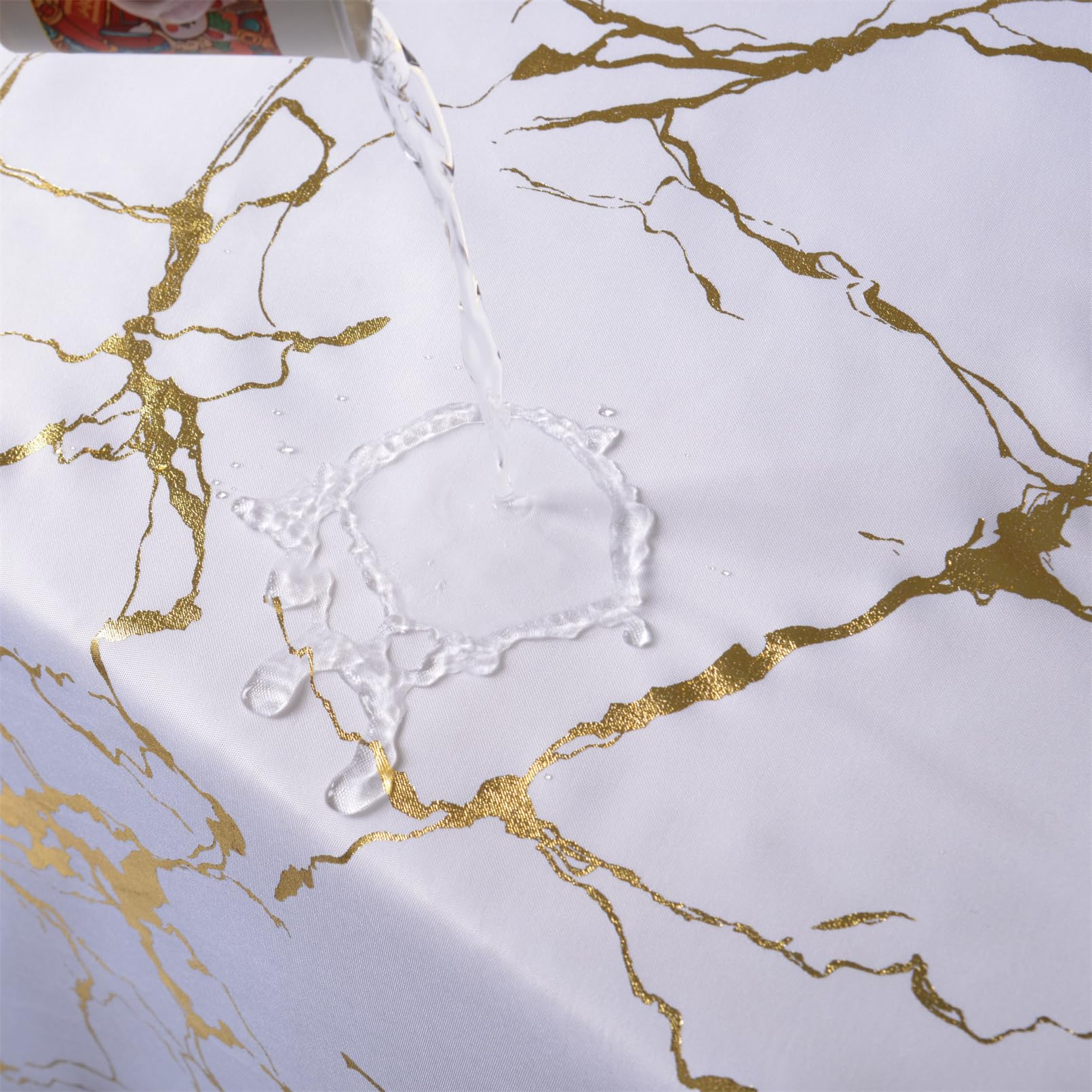 Hyawge White And Gold Marble Shower Curtains For Bathroom,Glitter Shower Curtain With Hooks,Unique Foil Gold Printed,Water Proof