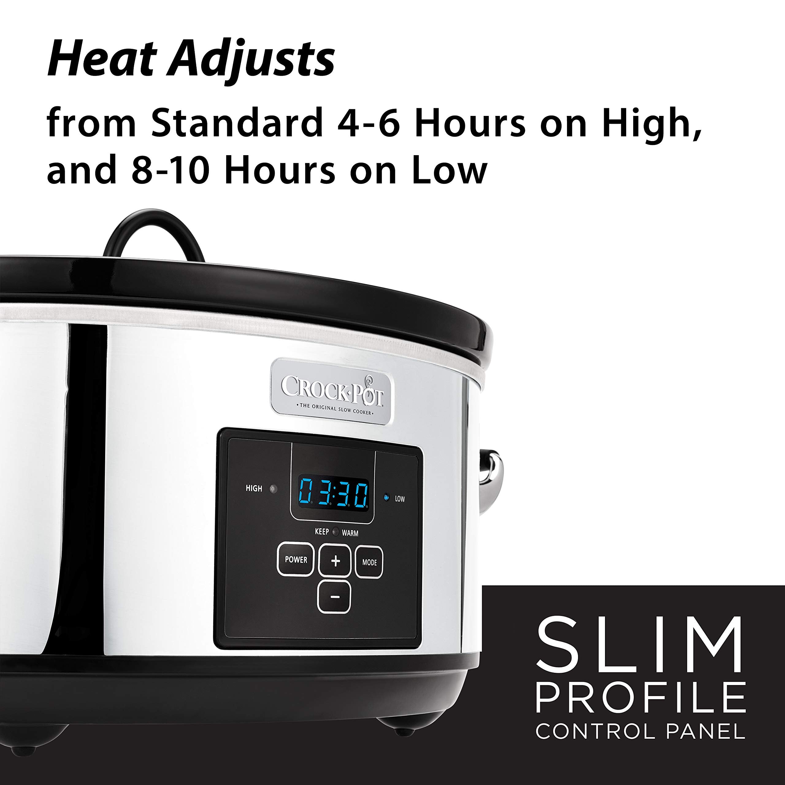 Crock-Pot 7 Quart Programmable Slow Cooker With Digital Timer, Food Warmer, Polished Platinum, Perfect For Everyday Meals And En